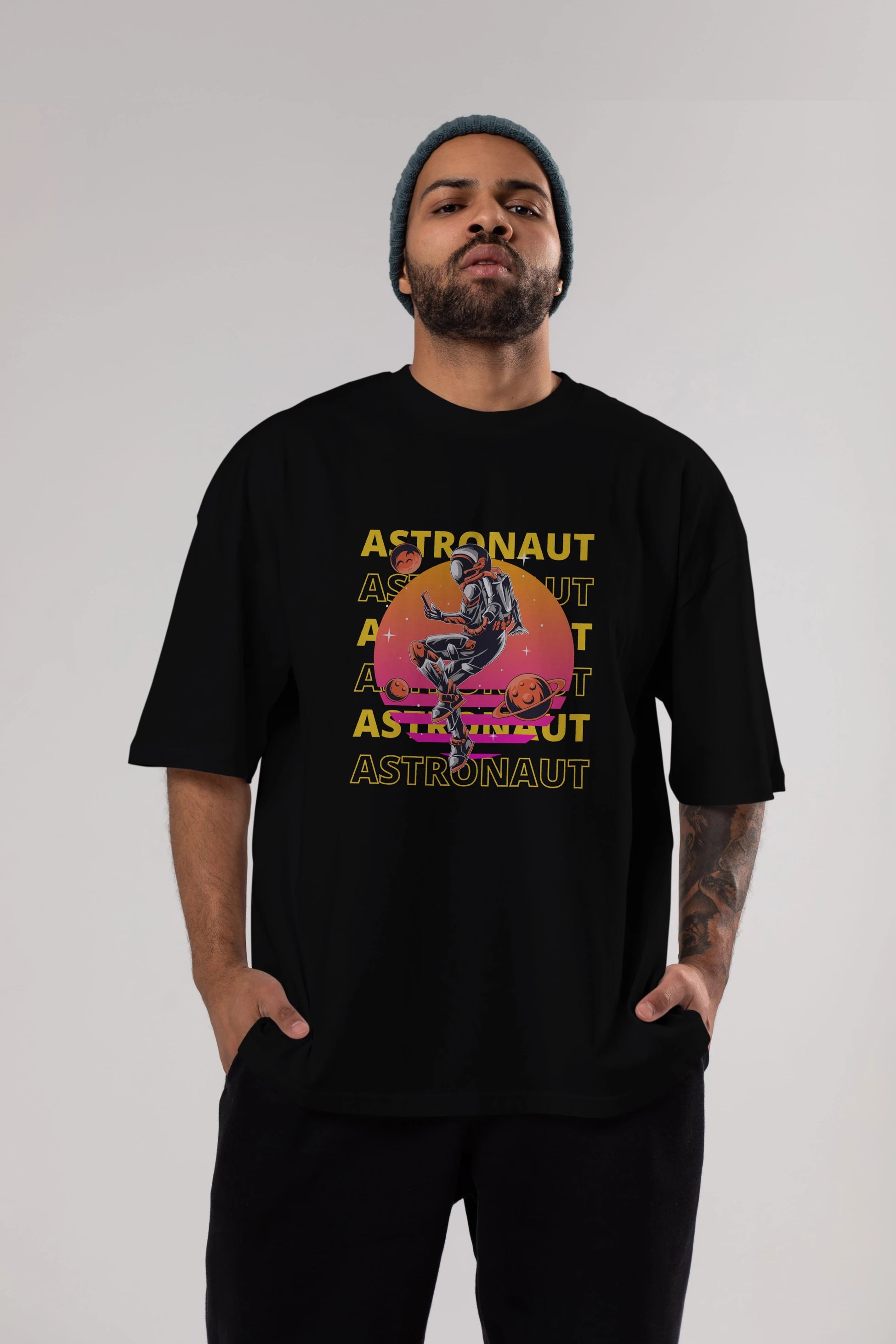 Astronaut Streetwear 2 Ön Baskılı Oversize t-shirt Erkek Kadın Unisex