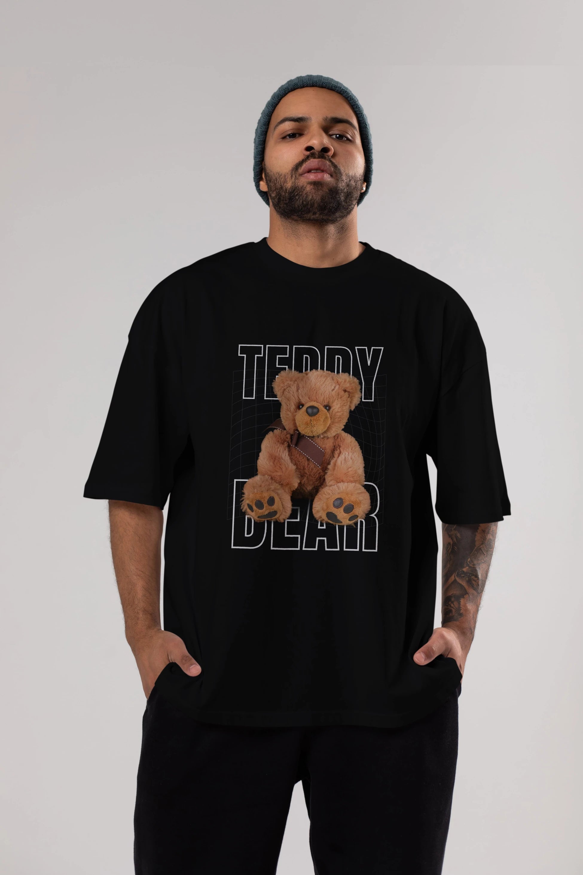 Teddy Bear Yazılı Ön Baskılı Oversize t-shirt Erkek Kadın Unisex