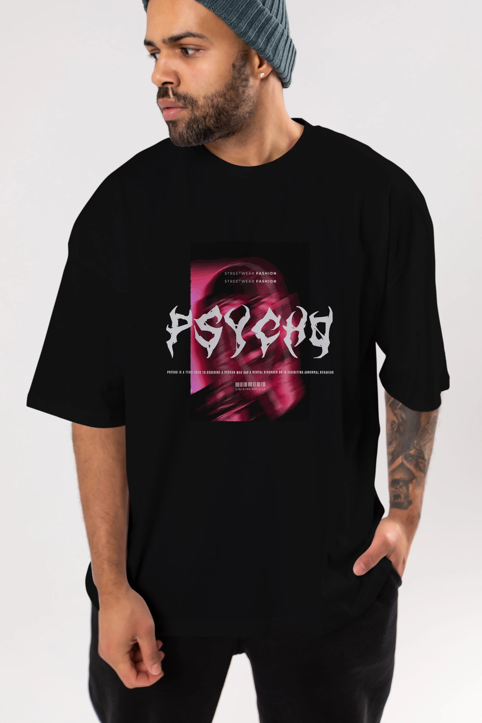 Psycho Streetwear Ön Baskılı Oversize t-shirt Erkek Kadın Unisex