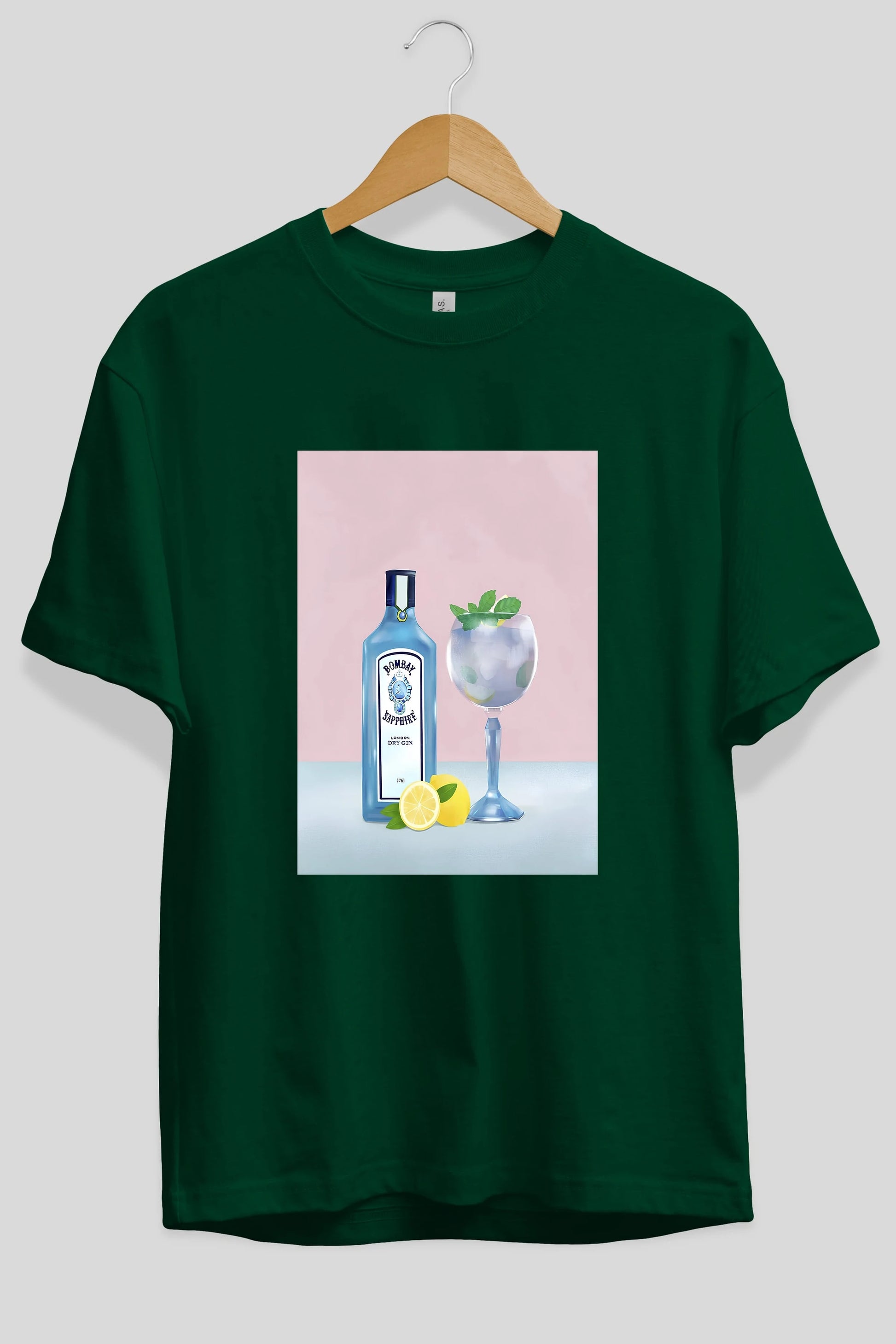 Bombay Sapphire Dry Gin Ön Baskılı Oversize t-shirt Erkek Kadın Unisex %100 Pamuk Bisiklet Yaka tişort