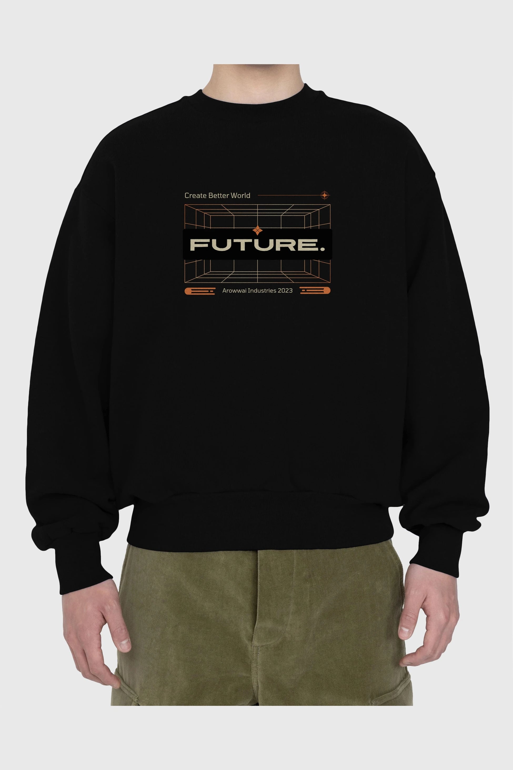 Future Ön Baskılı Oversize Sweatshirt Erkek Kadın Unisex