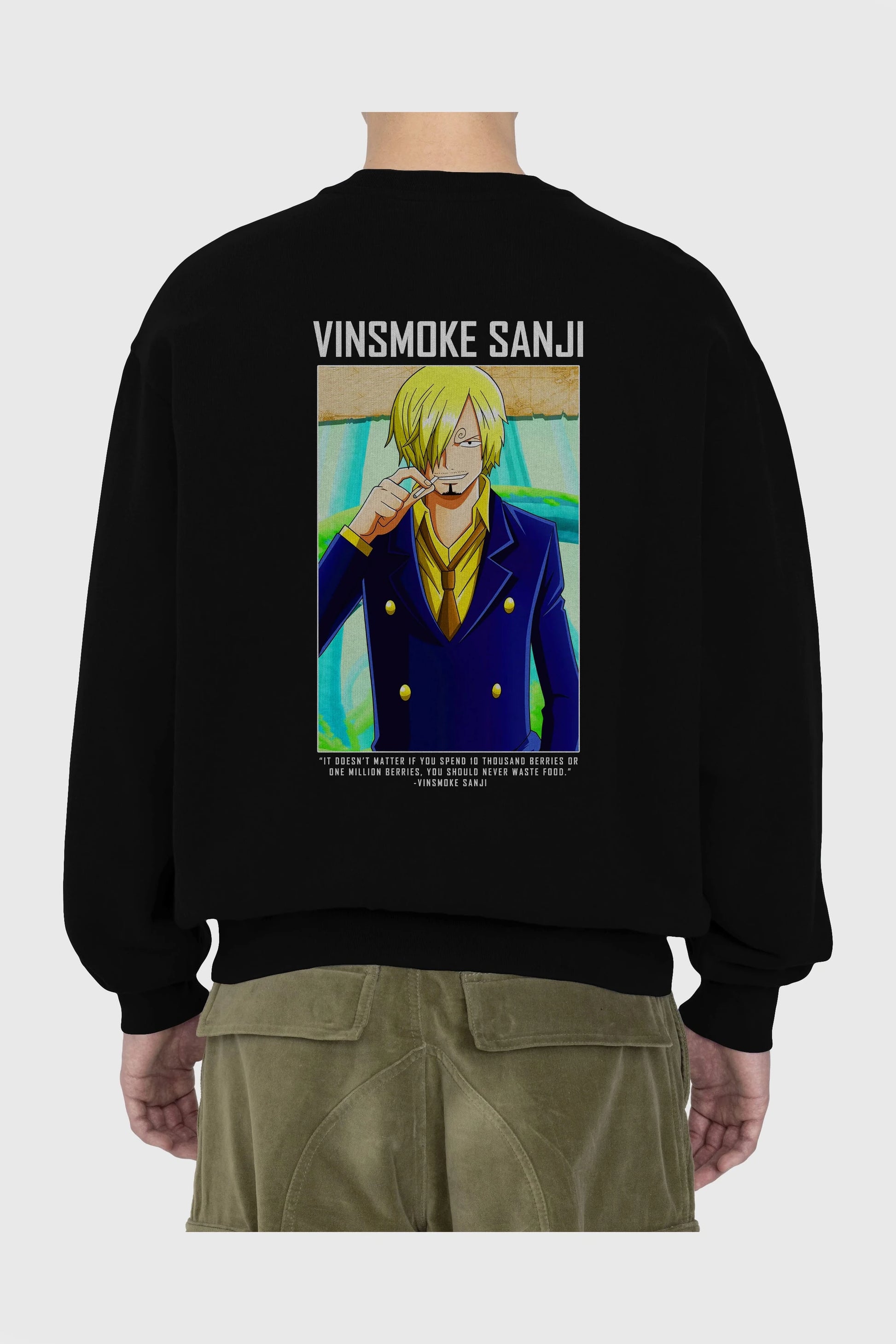 Sanji 2 Arka Baskılı Anime Oversize Sweatshirt Erkek Kadın Unisex