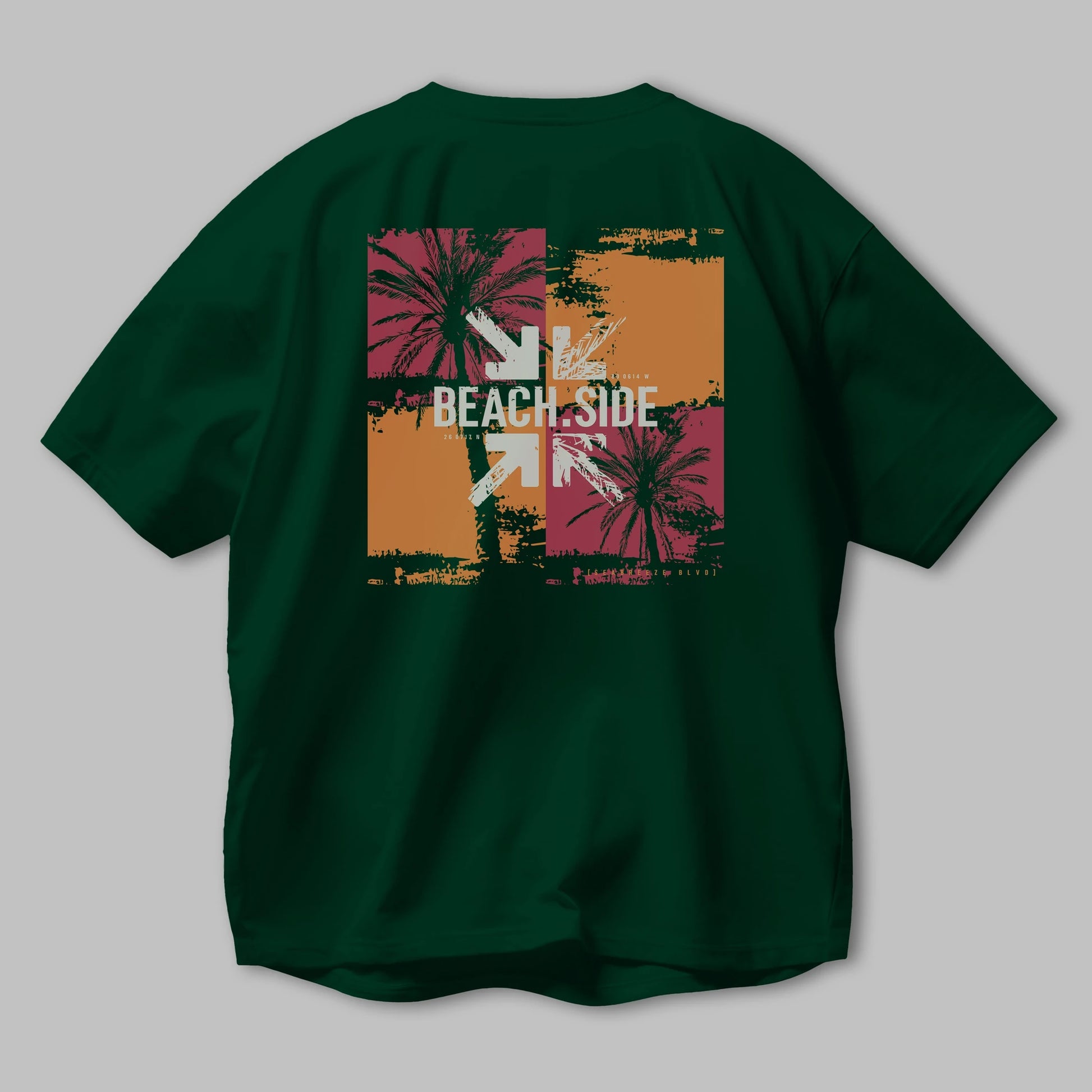 Beach Side Arka Baskılı Oversize t-shirt Erkek Kadın Unisex