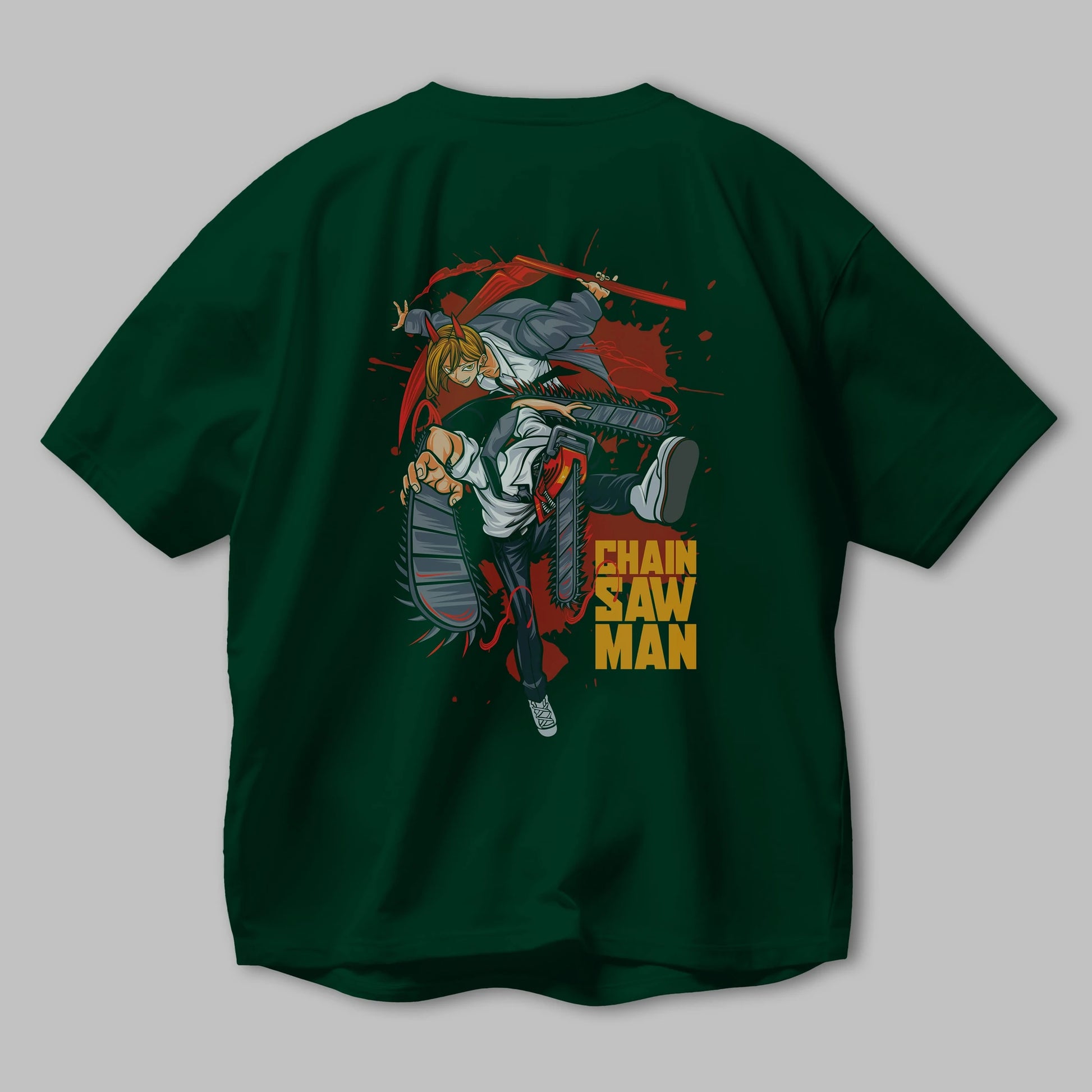 DENJI and POWER Anime Arka Baskılı Oversize t-shirt Erkek Kadın Unisex
