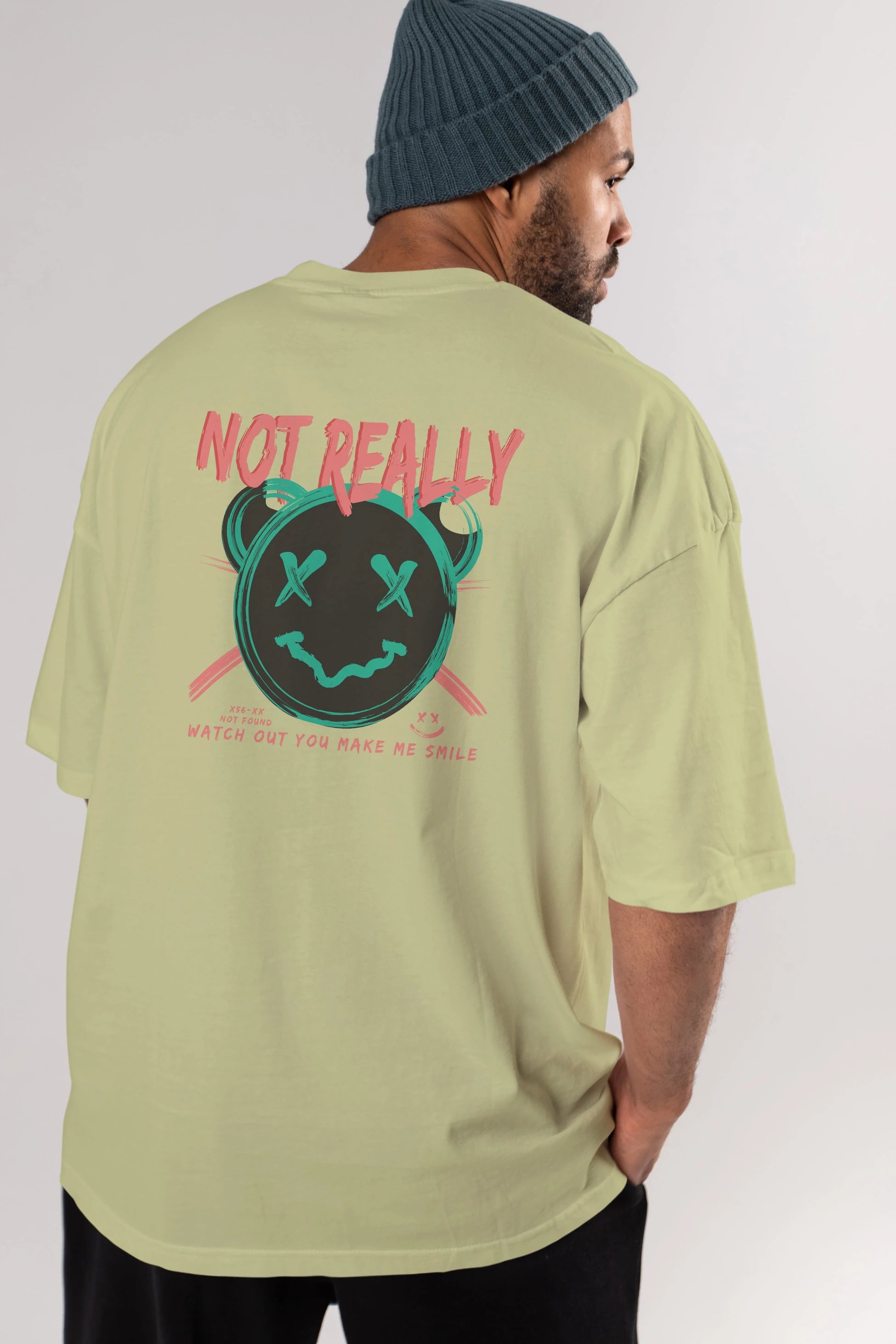 Not Really Bear Arka Baskılı Oversize t-shirt Erkek Kadın Unisex