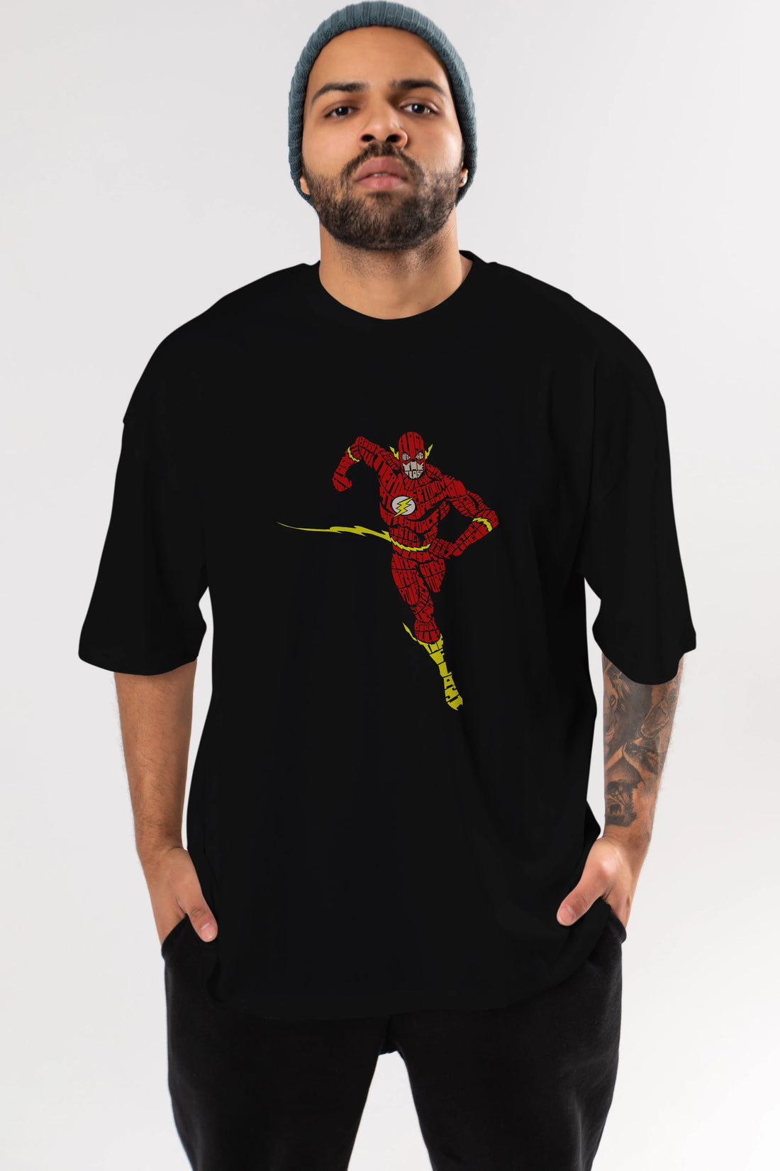 The Flash Ön Baskılı Oversize t-shirt %100 pamuk Erkek Kadın Unisex
