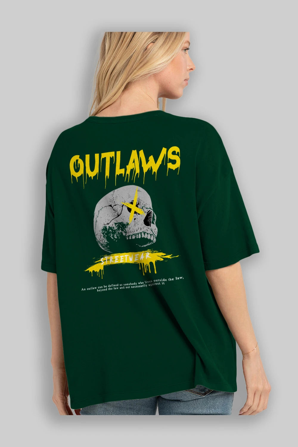 Outlaws Streetwear Arka Baskılı Oversize t-shirt Erkek Kadın Unisex