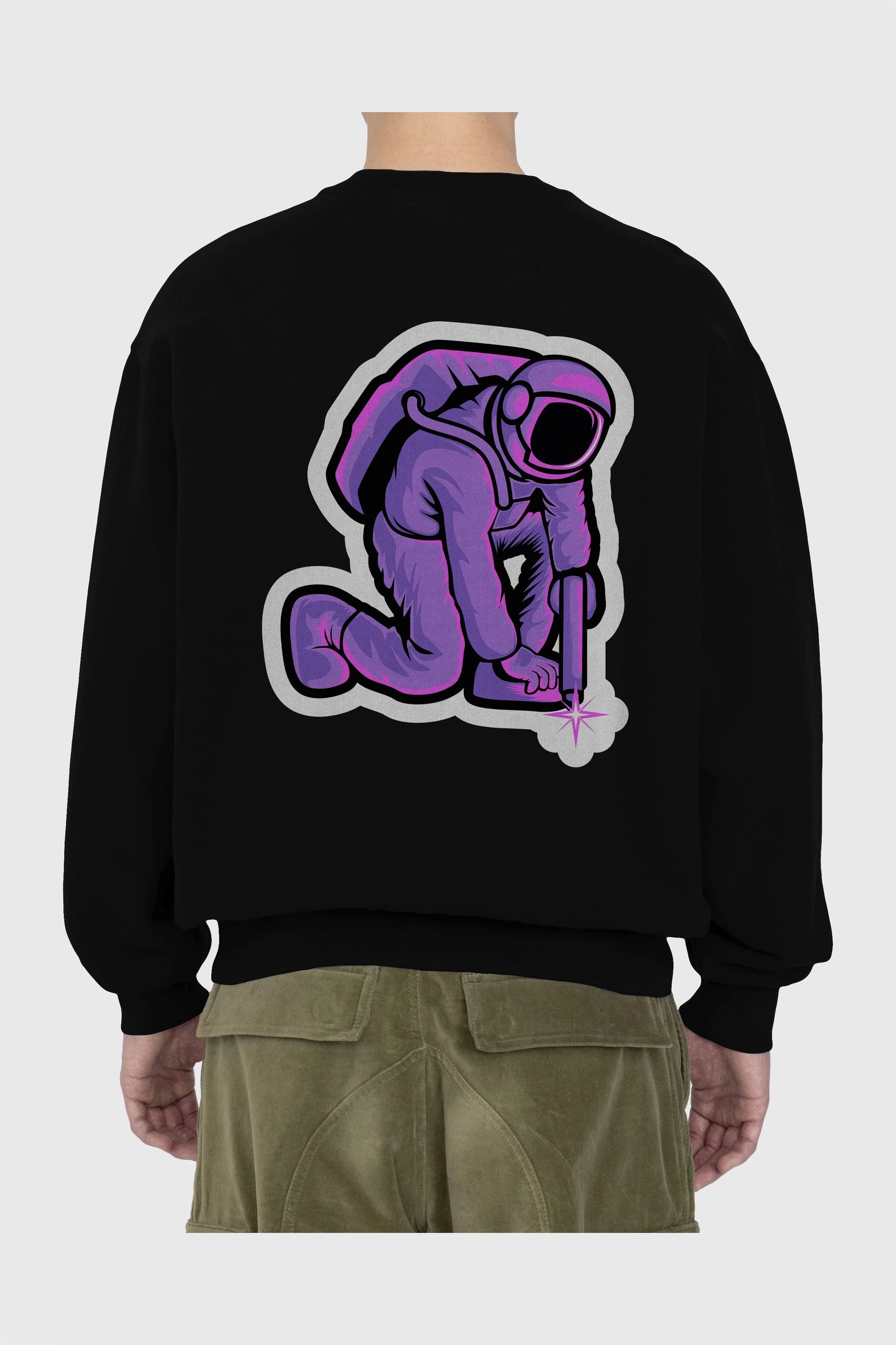 Welding in Space Sticker Arka Baskılı Oversize Sweatshirt Erkek Kadın Unisex