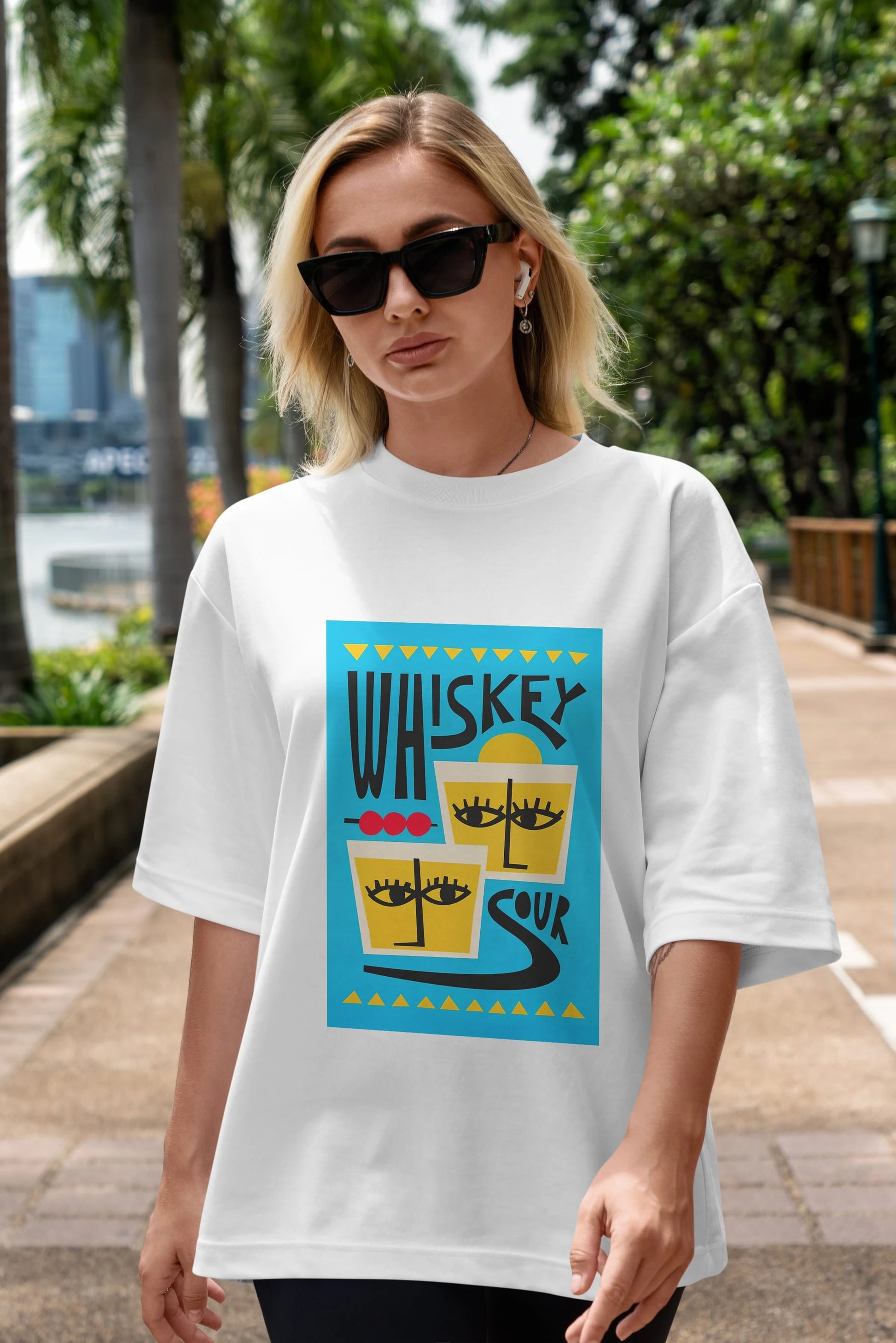 Whiskey Sour 2 Ön Baskılı Oversize t-shirt Erkek Kadın Unisex %100 Pamuk Bisiklet Yaka tişort