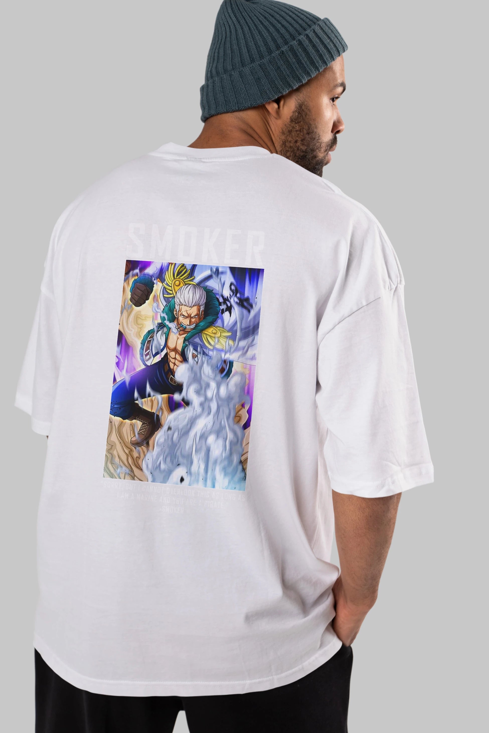 Smoker Anime Arka Baskılı Oversize t-shirt Erkek Kadın Unisex %100 pamuk tişort