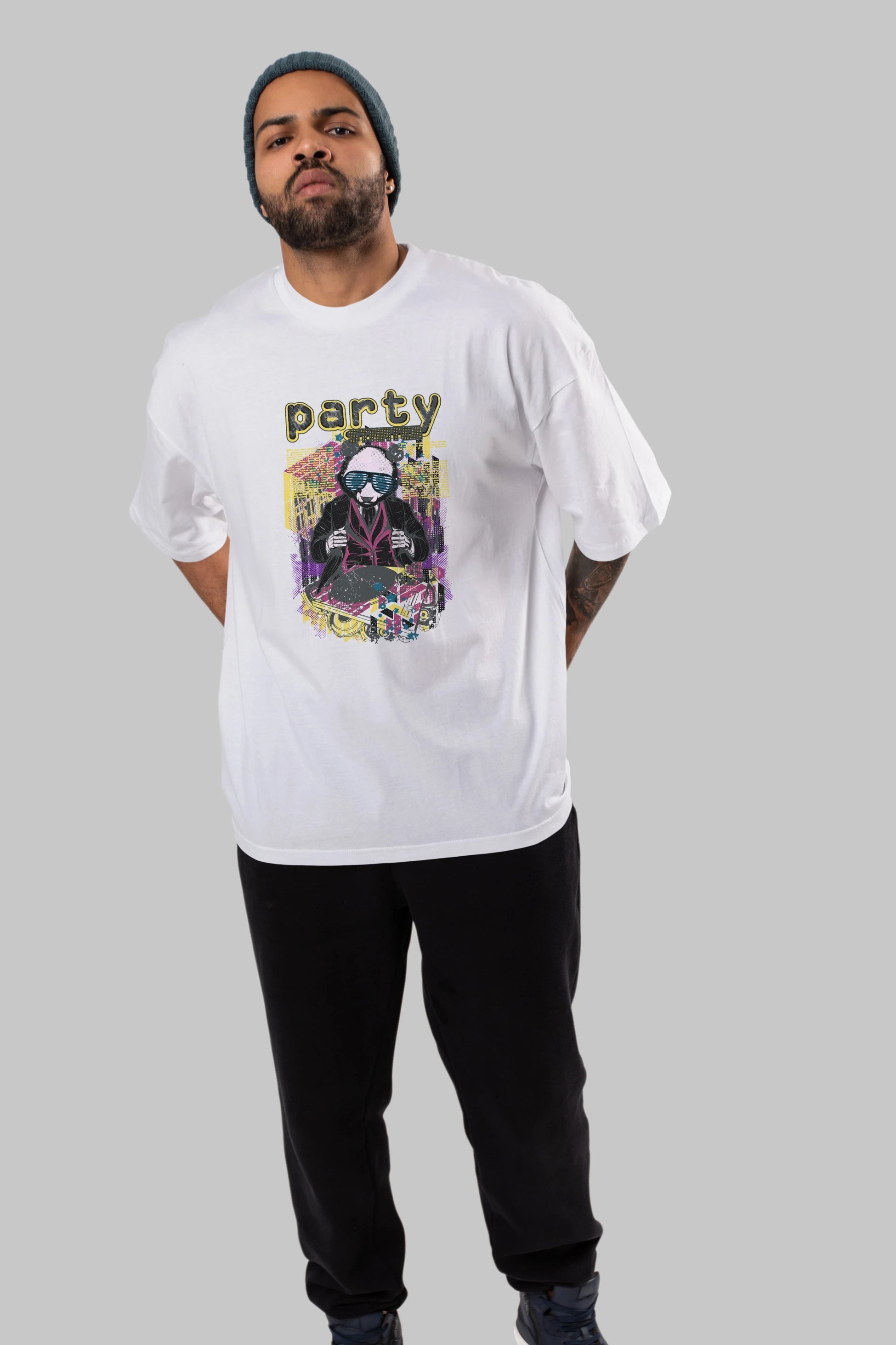 Party Starter Ön Baskılı Oversize t-shirt Erkek Kadın Unisex