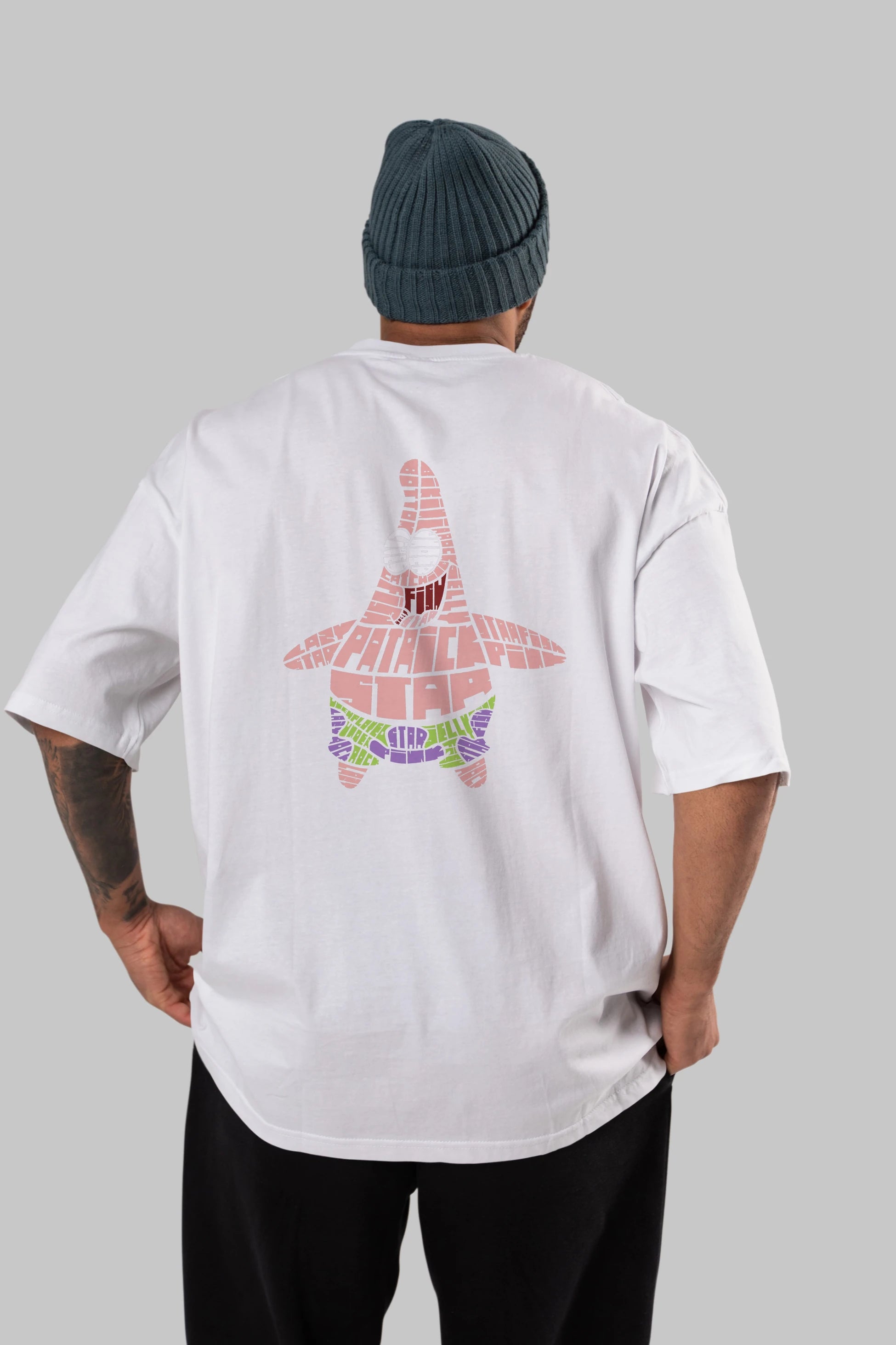 Patrick Star Arka Baskılı Oversize t-shirt %100 pamuk Erkek Kadın Unisex