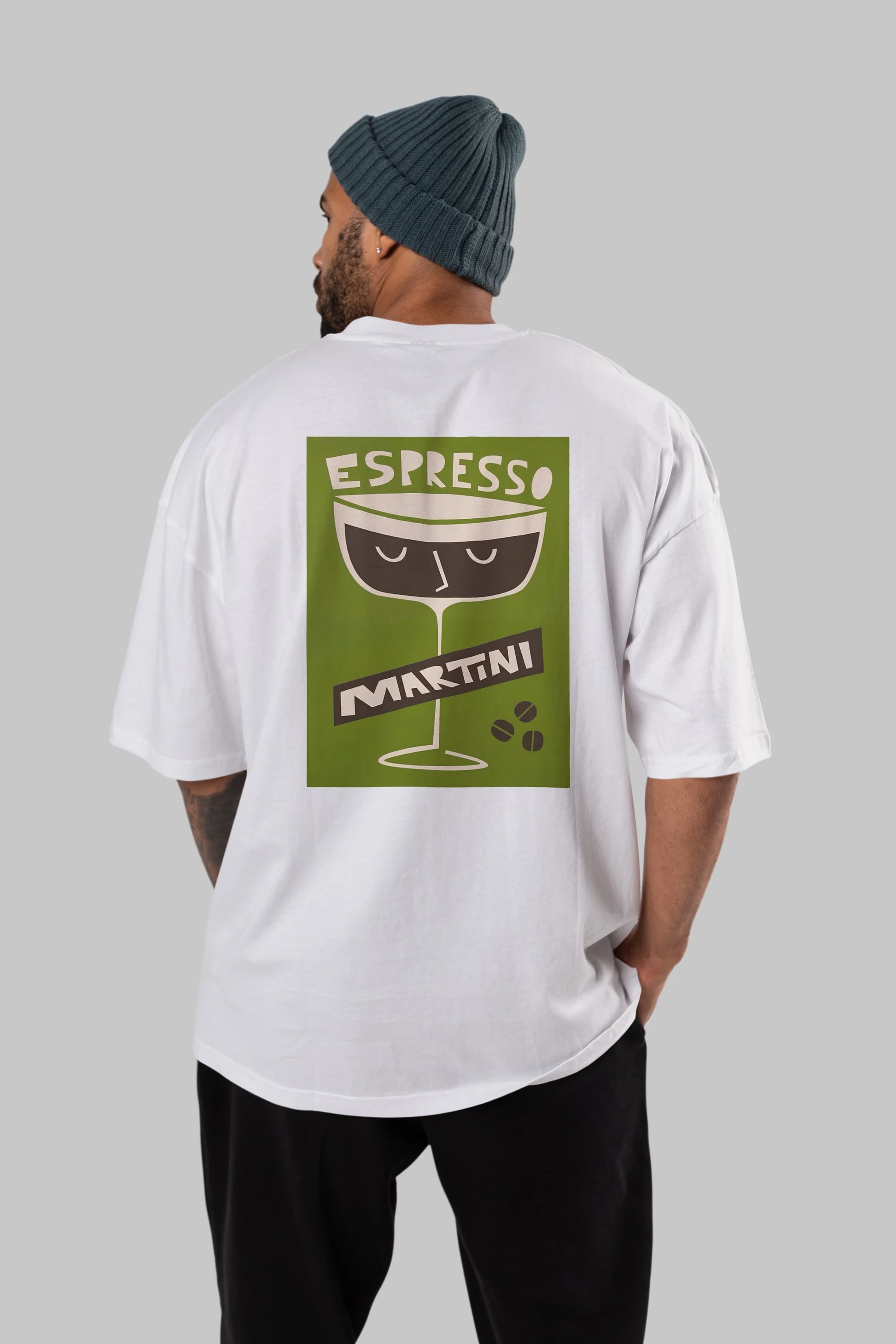 Espresso Martini 2 Arka Baskılı Oversize t-shirt Erkek Kadın Unisex %100 Pamuk Bisiklet Yaka tişort