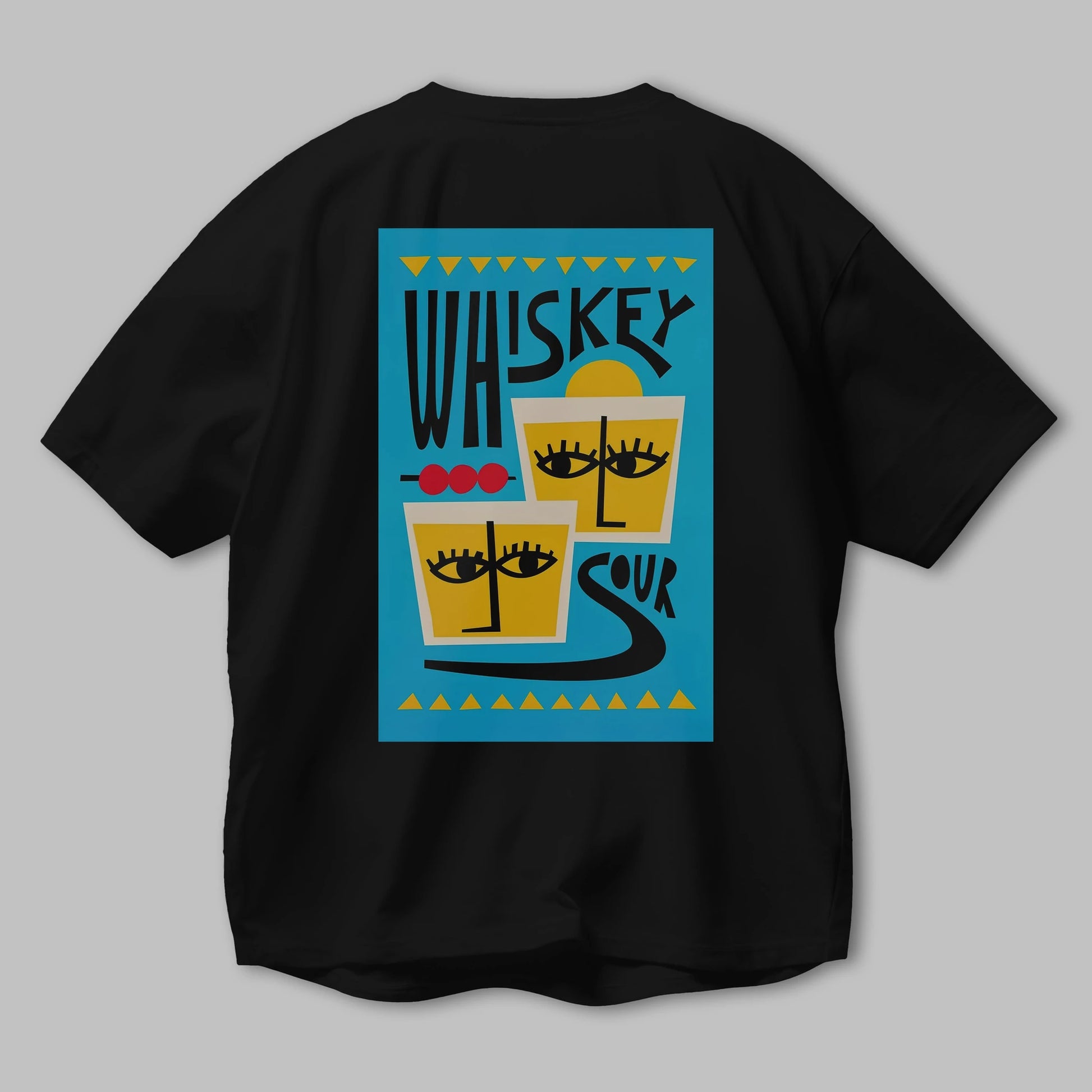 Whiskey Sour 2 Arka Baskılı Oversize t-shirt Erkek Kadın Unisex %100 Pamuk Bisiklet Yaka tişort