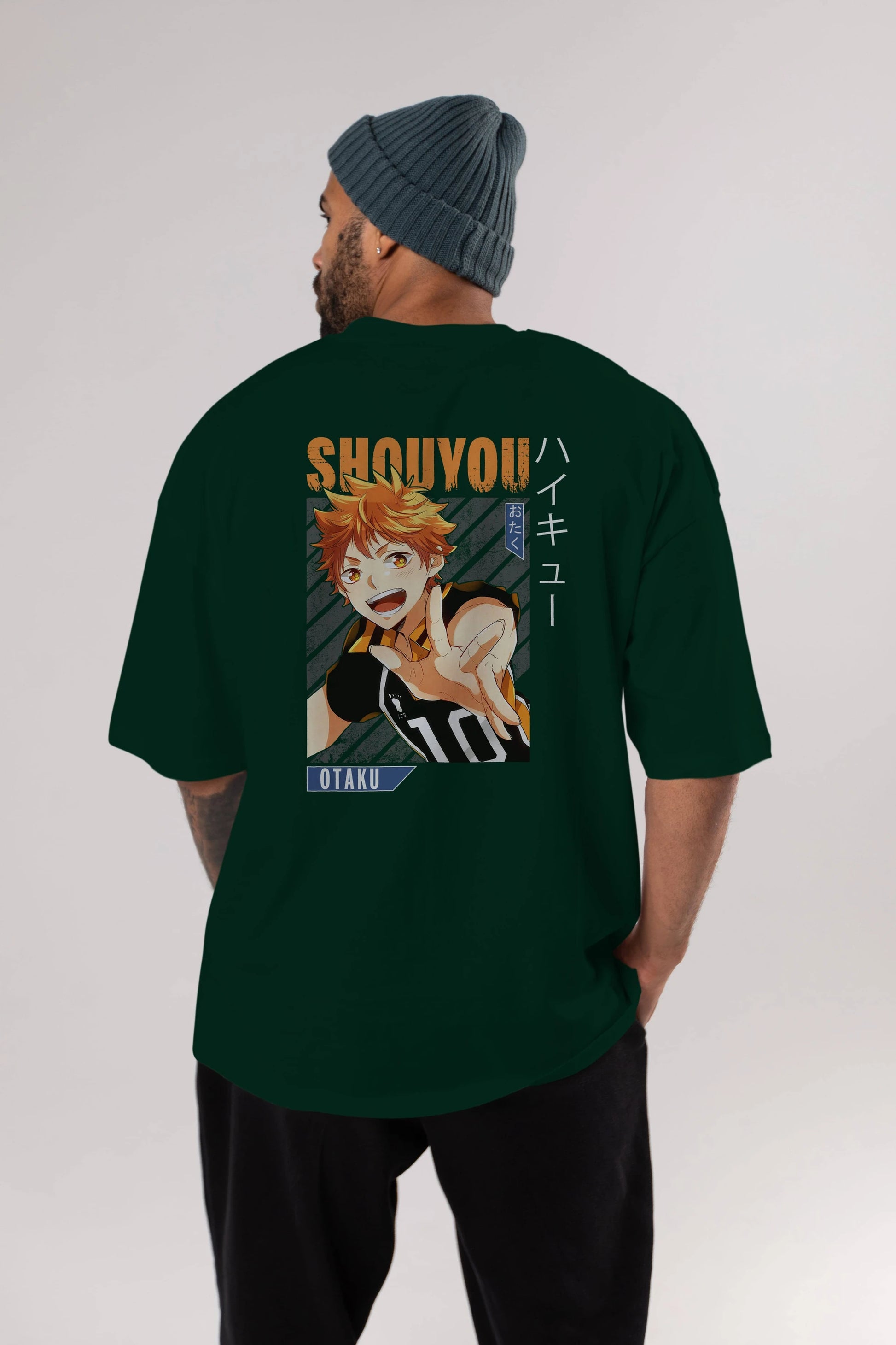 Shouyou Hinata 9 Anime Arka Baskılı Oversize t-shirt Erkek Kadın Unisex