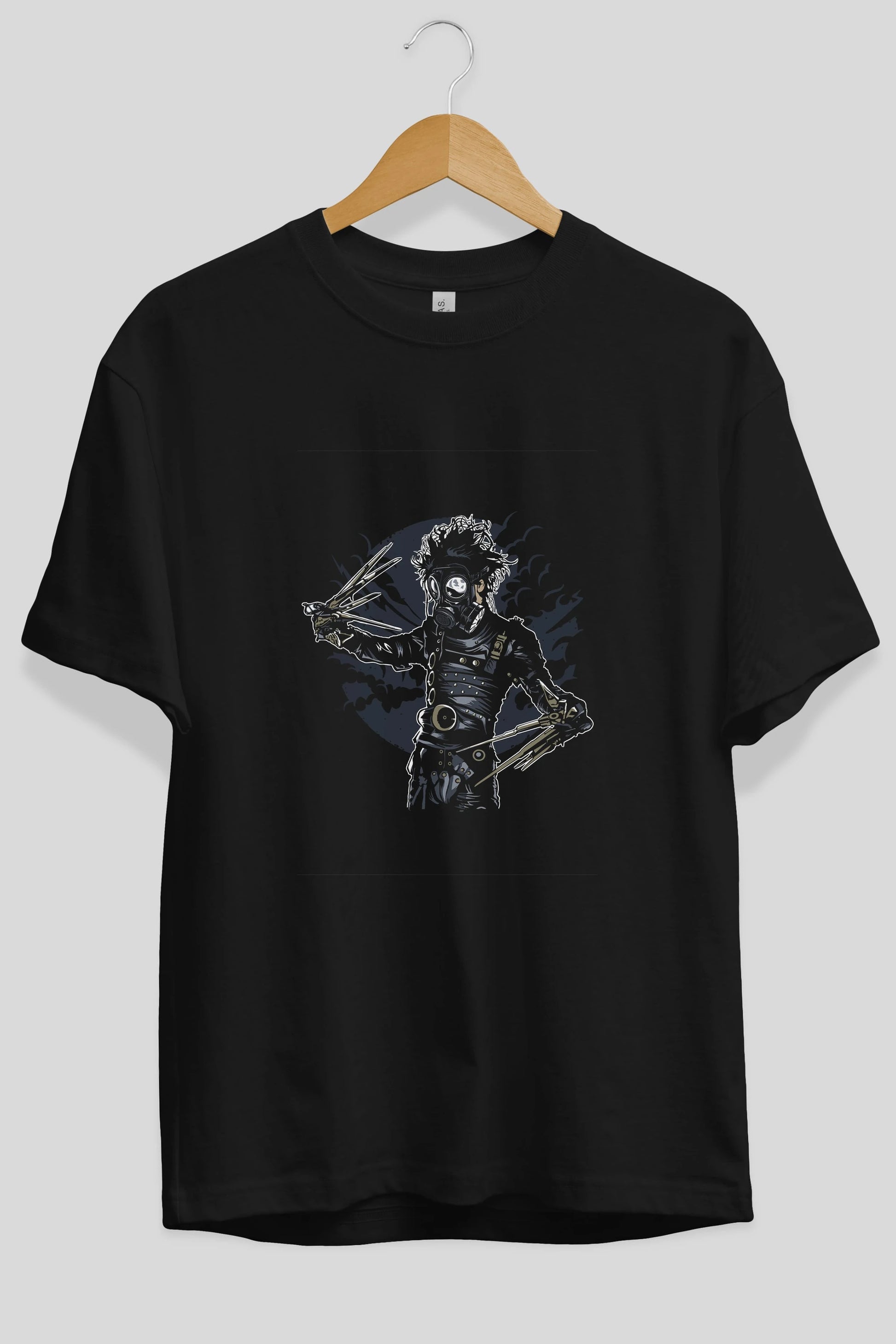 Gas Mask Scissors Ön Baskılı Oversize t-shirt Erkek Kadın Unisex %100 Pamuk tişort