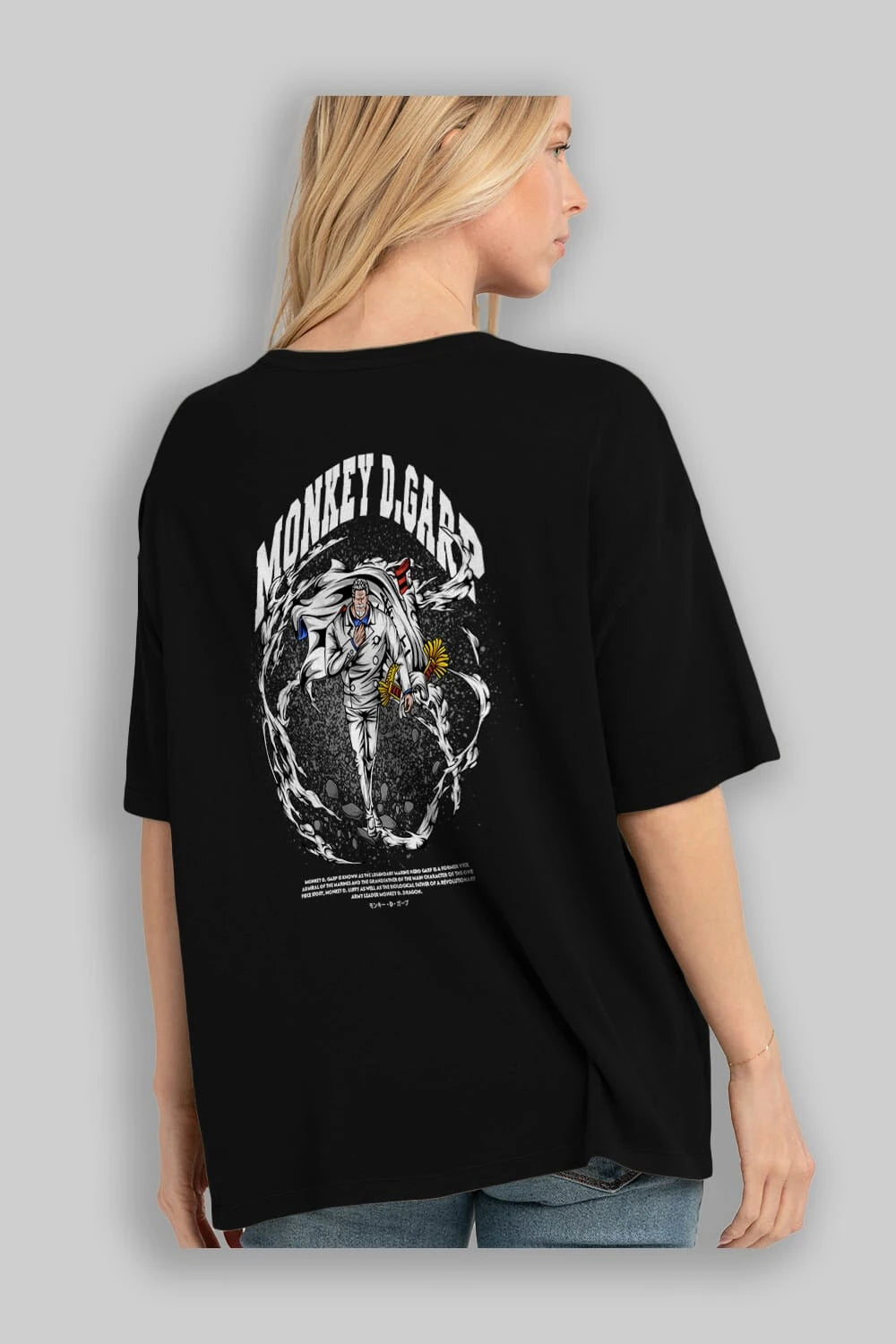 Monkey D. Garp Anime Arka Baskılı Oversize t-shirt Erkek Kadın Unisex
