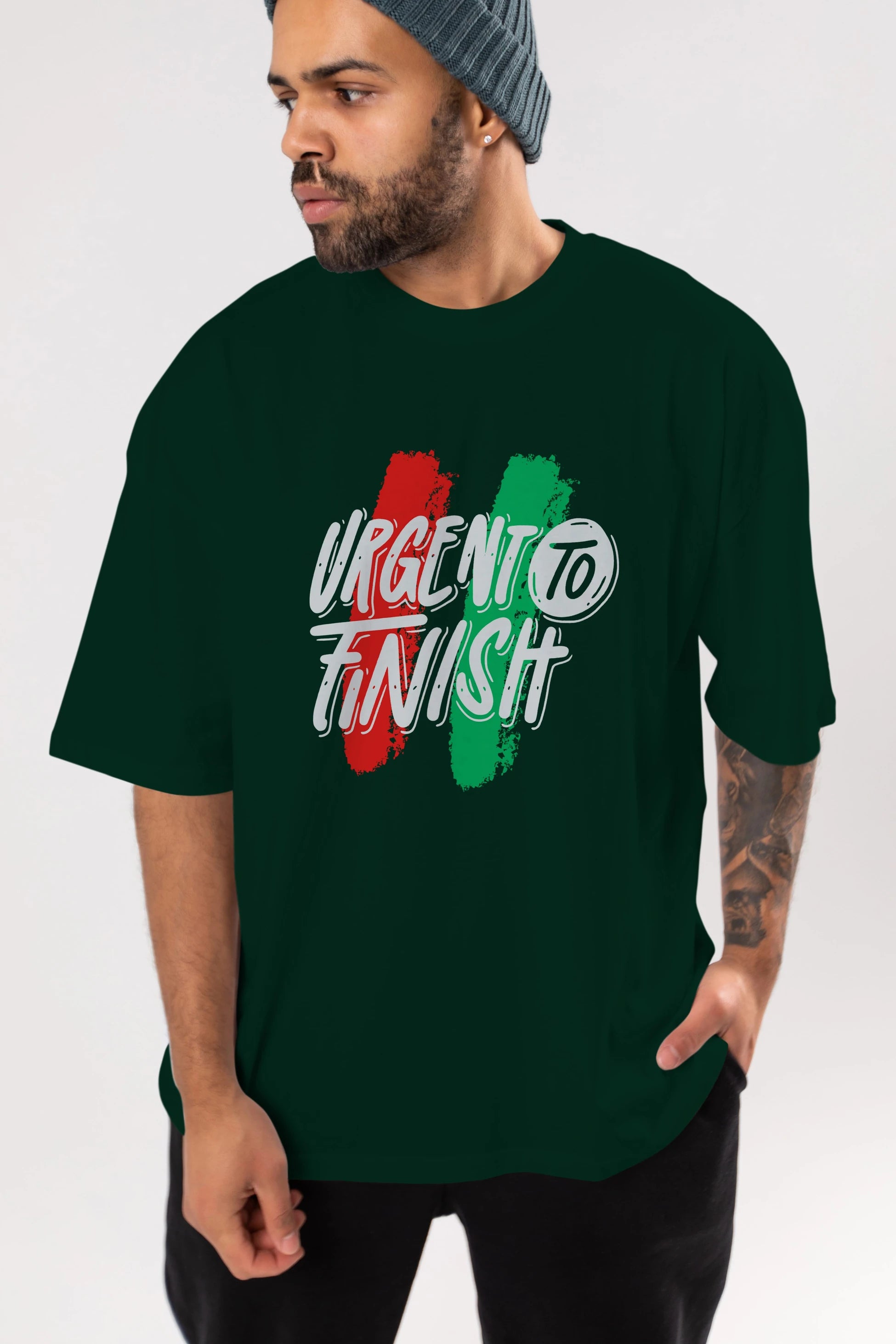 Urgent To Finish Ön Baskılı Oversize t-shirt Erkek Kadın Unisex