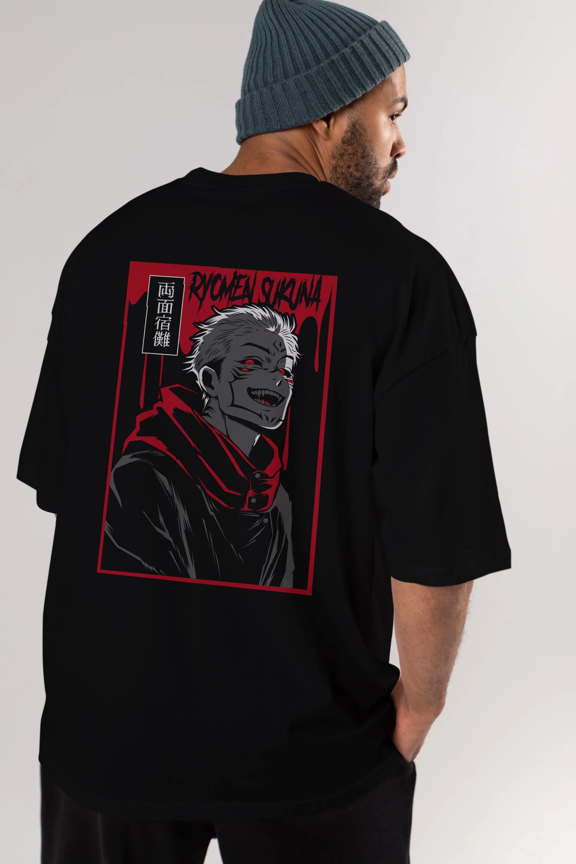 SUKUNA Anime Arka Baskılı Oversize t-shirt Erkek Kadın Unisex