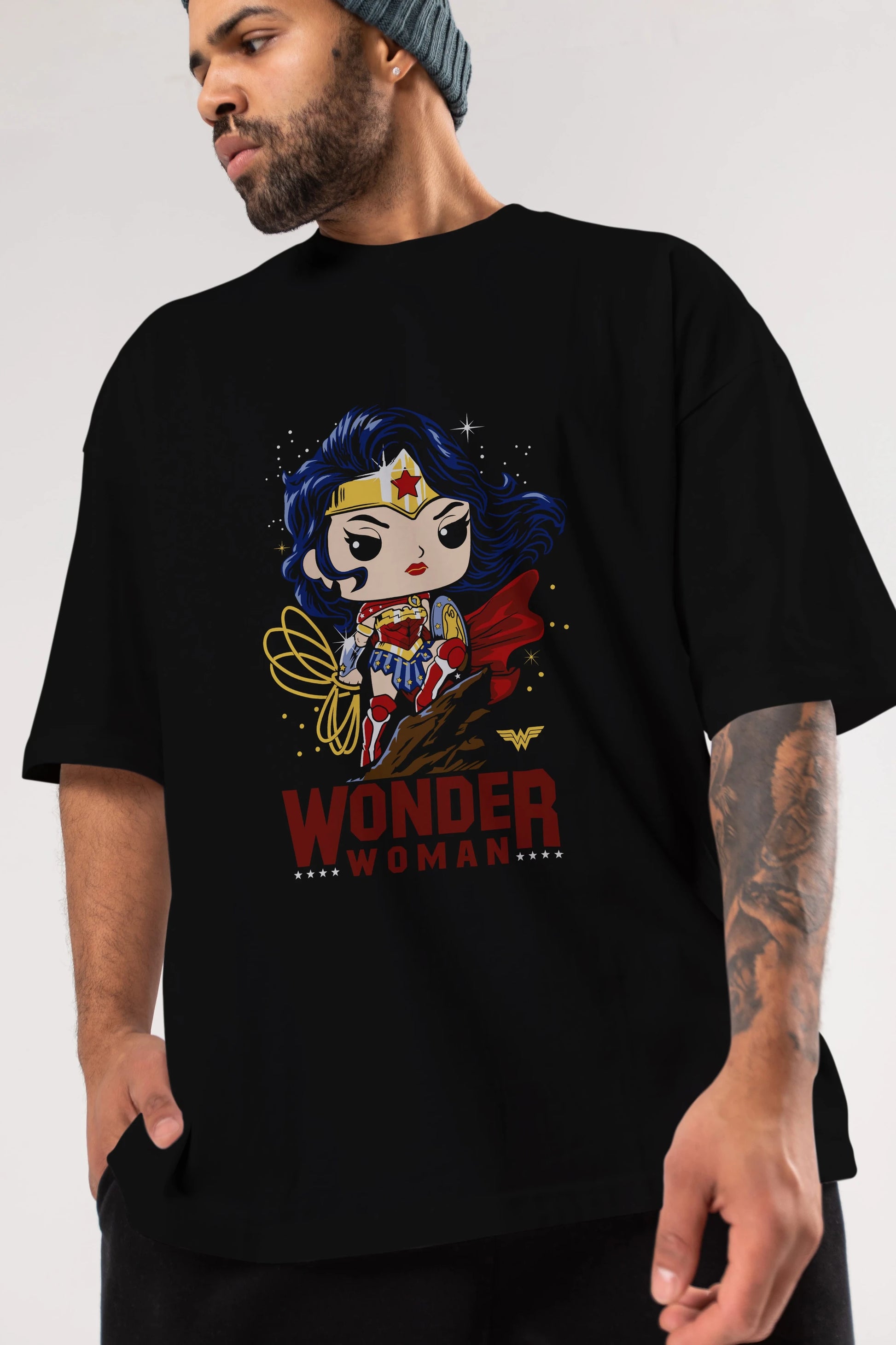 Wonder Woman (2) Ön Baskılı Oversize t-shirt Erkek Kadın Unisex %100 Pamuk Bisiklet Yaka tişort