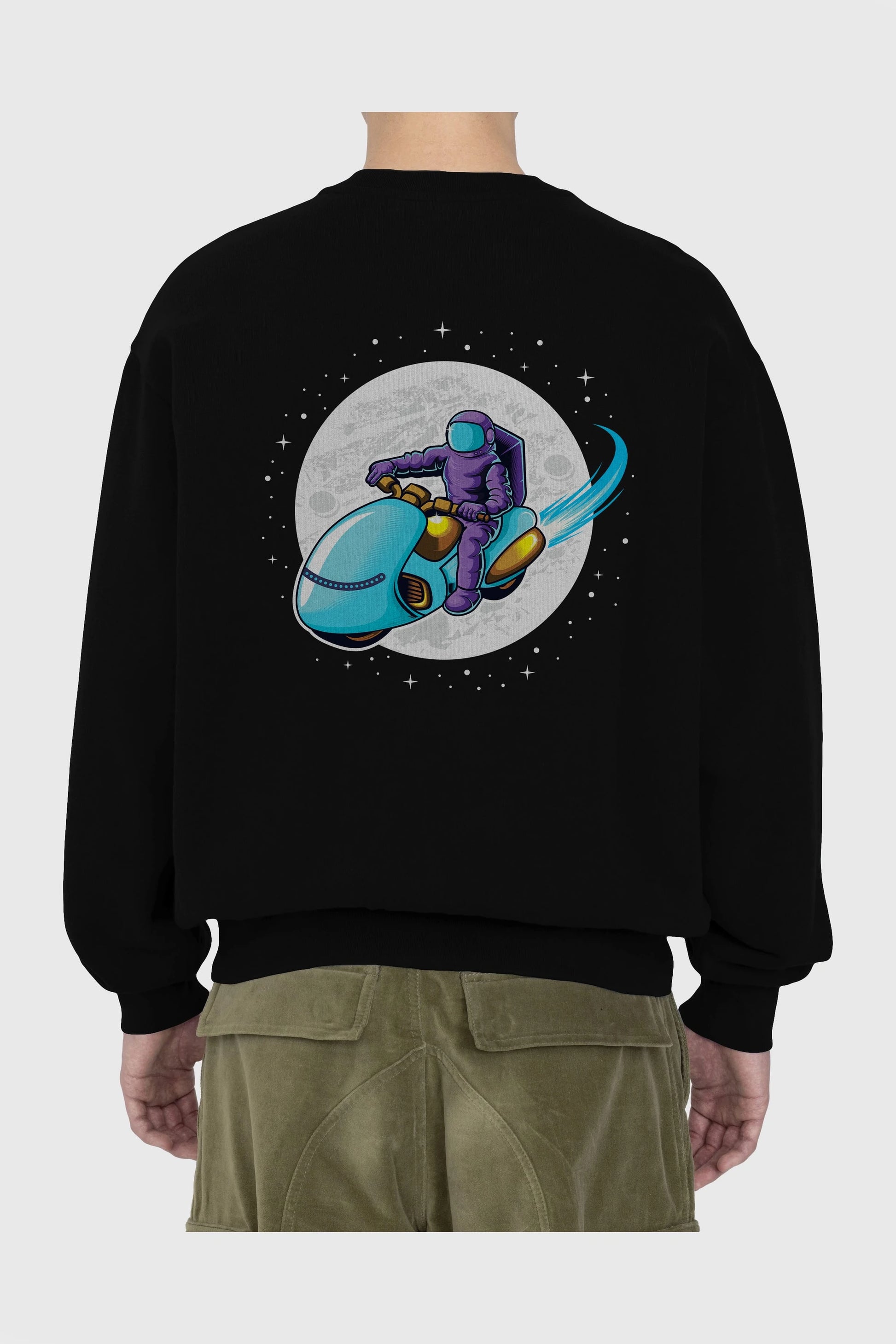Astrorider in Space Arka Baskılı Oversize Sweatshirt Erkek Kadın Unisex
