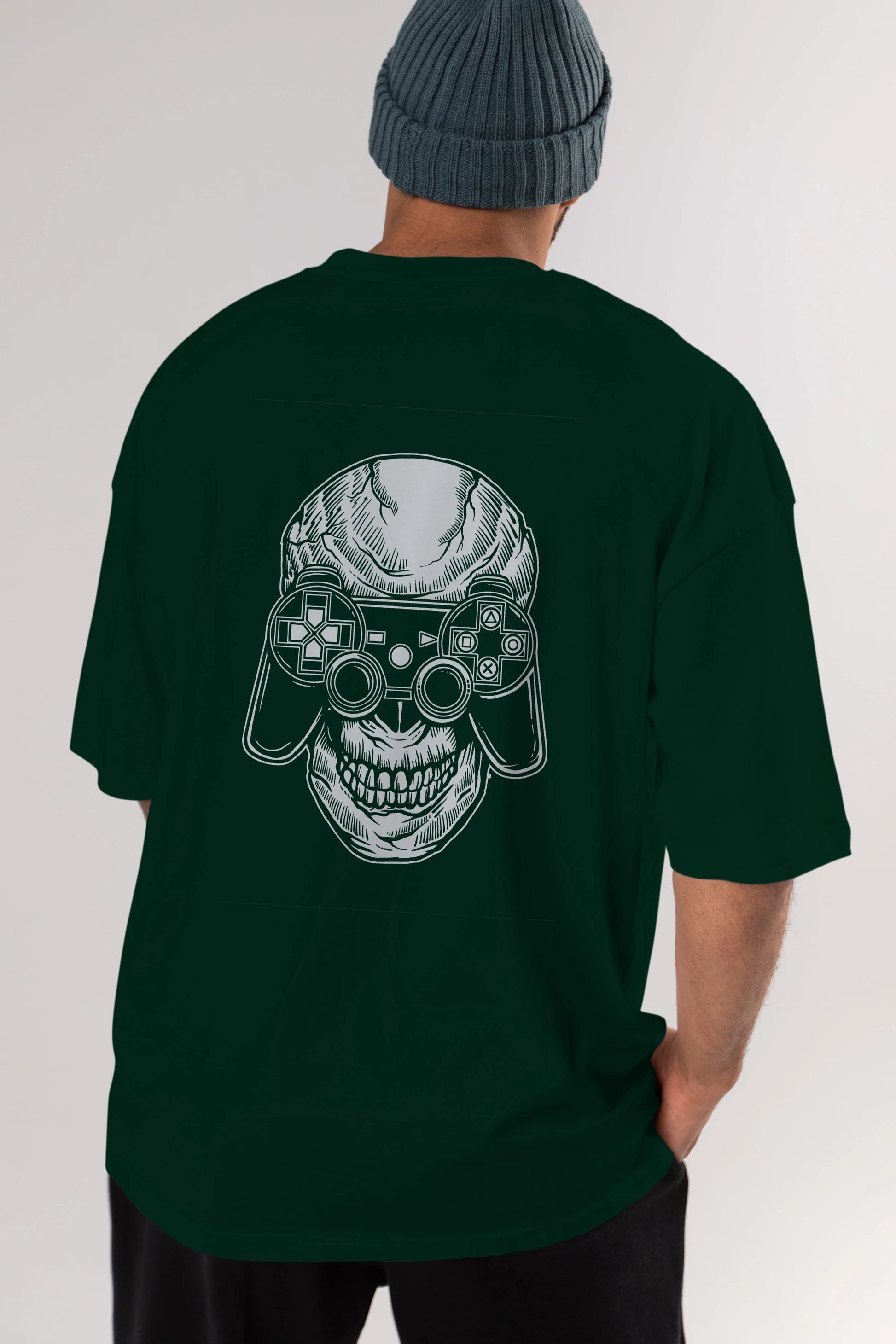 Skull Gamers Arka Baskılı Oversize t-shirt Erkek Kadın Unisex %100 Pamuk
