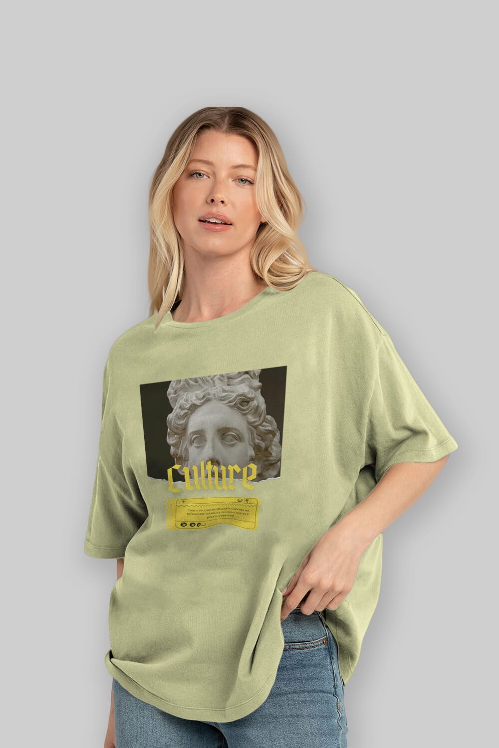 Culture Yazılı Ön Baskılı Oversize t-shirt Erkek Kadın Unisex