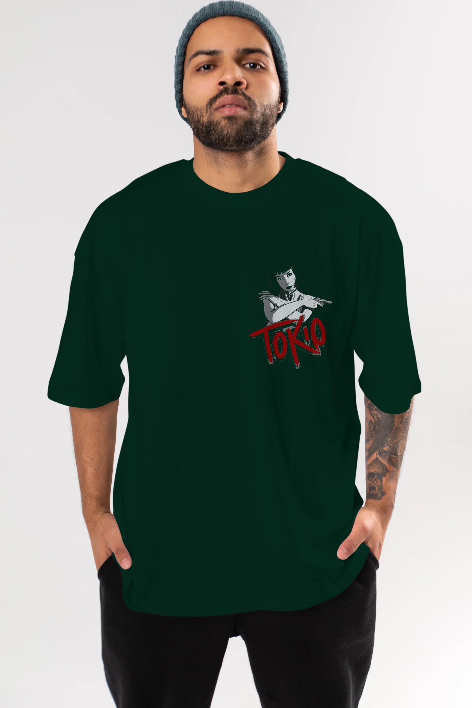 La Casa De Papel (10) Ön Sol Baskılı Oversize t-shirt Erkek Kadın Unisex %100 Pamuk Bisiklet Yaka tişort