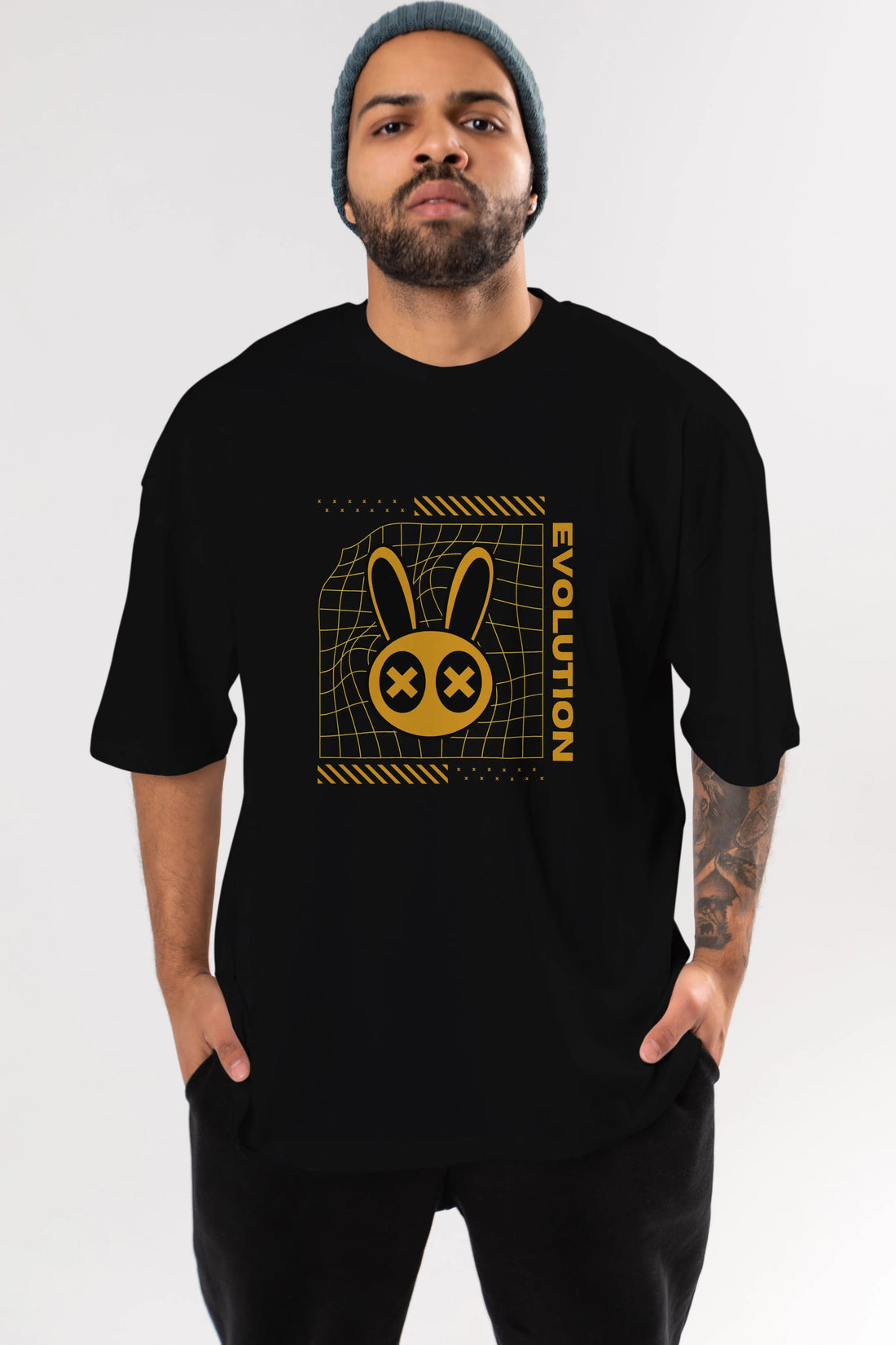 Evolution Yazılı Ön Baskılı Oversize t-shirt Erkek Kadın Unisex