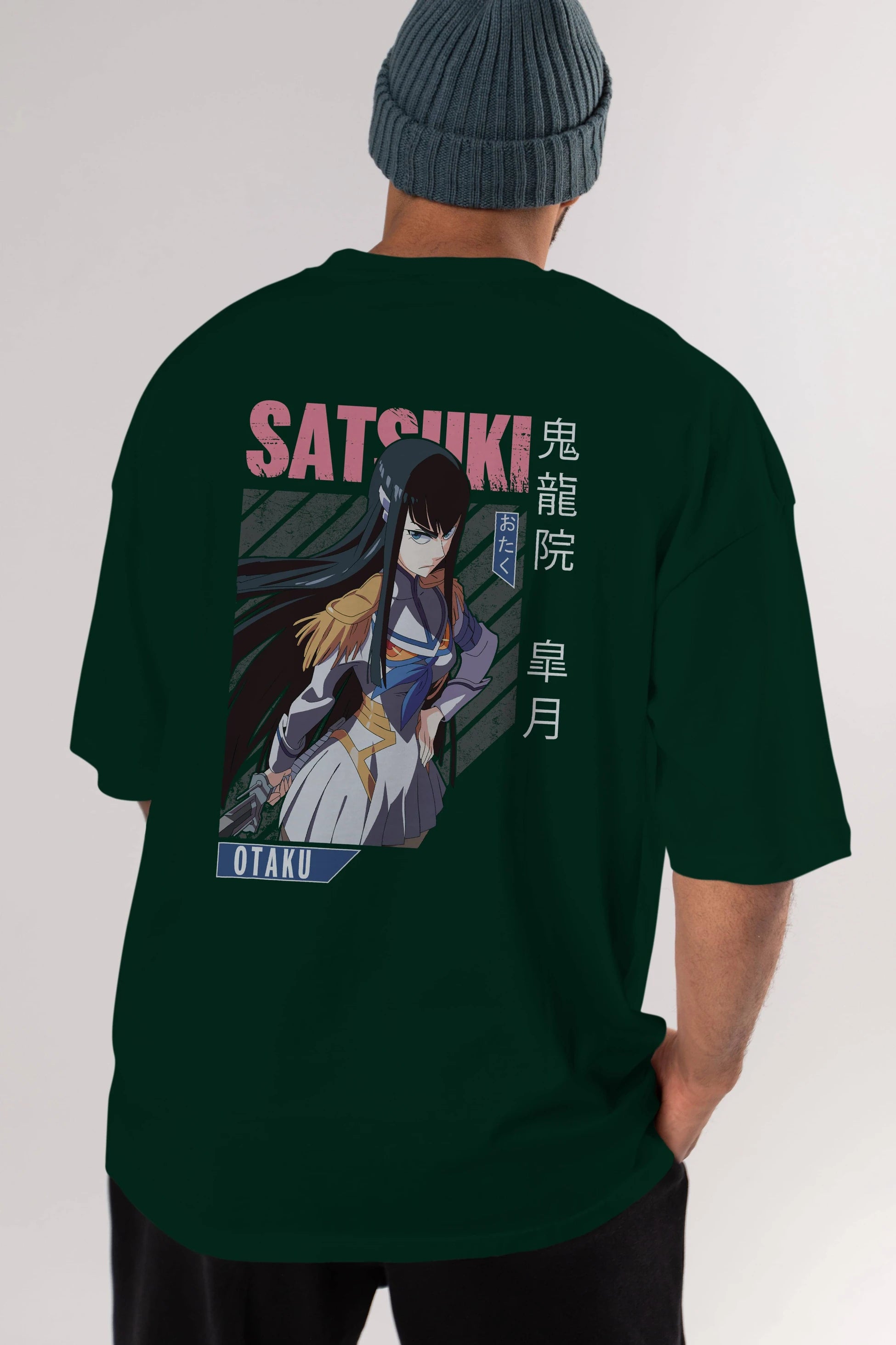 Satsuki Kiryuuin 8 Anime Arka Baskılı Oversize t-shirt Erkek Kadın Unisex