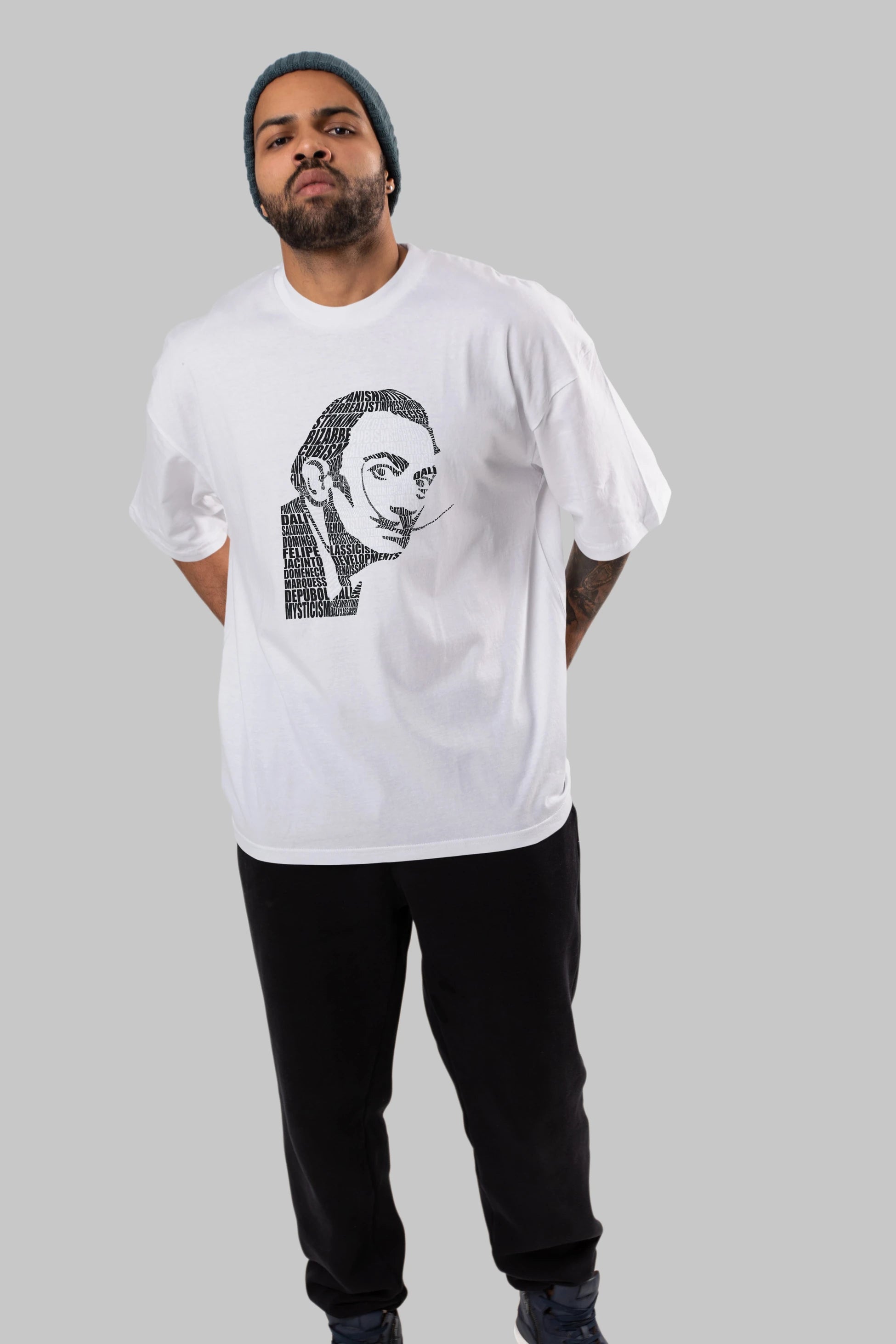 Salvador Dali Calligram Ön Baskılı Oversize t-shirt %100 pamuk Erkek Kadın Unisex