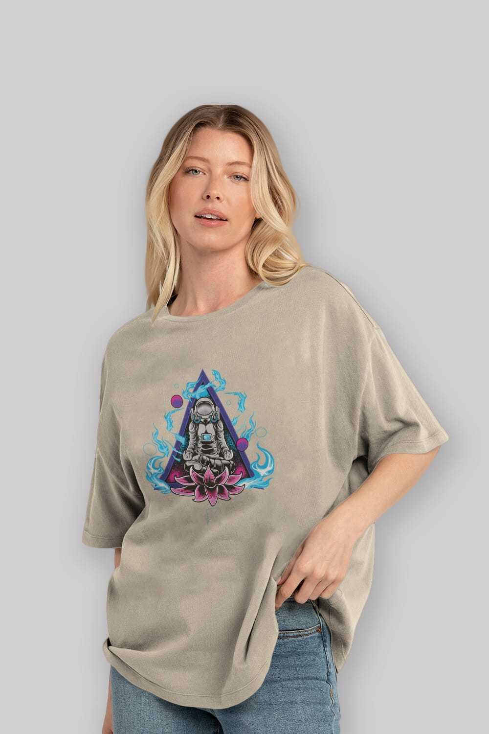Astronaut Meditation (2) Ön Baskılı Oversize t-shirt Erkek Kadın Unisex