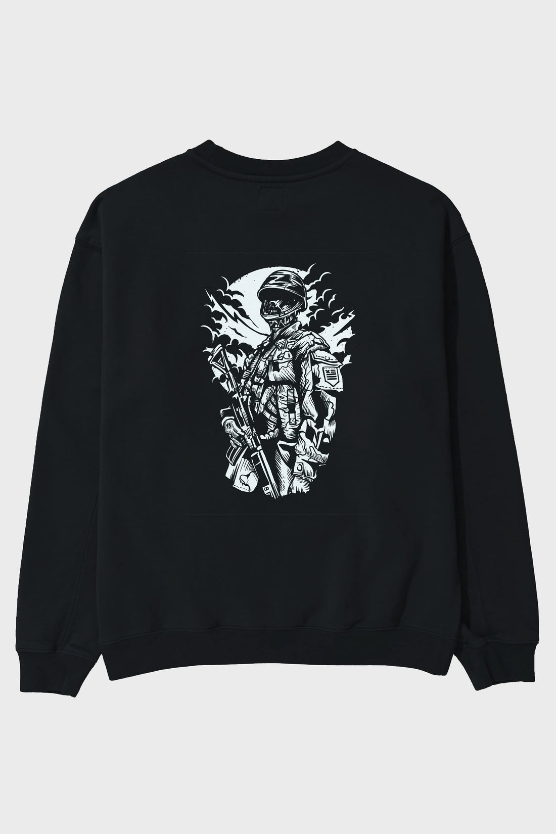 Zombie Soldier Arka Baskılı Oversize Sweatshirt Erkek Kadın Unisex