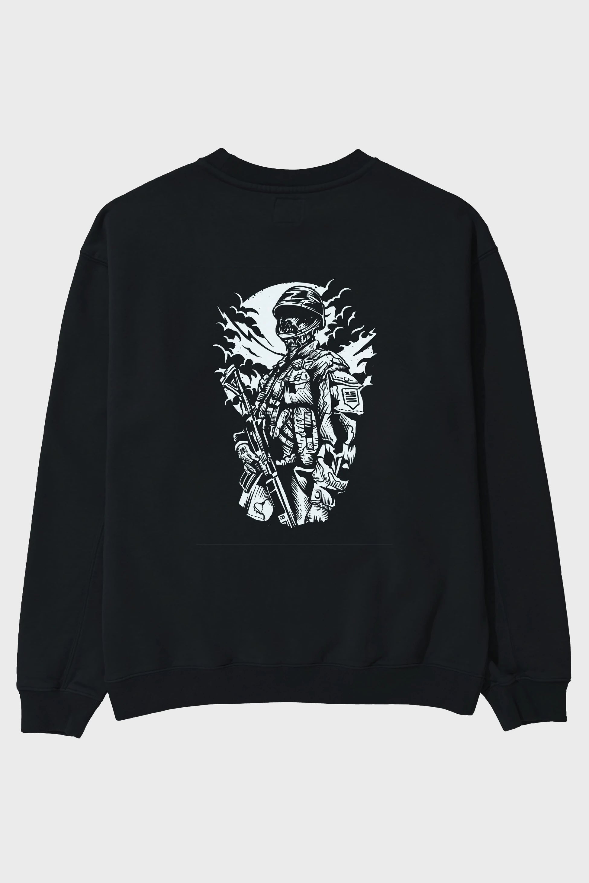 Zombie Soldier Arka Baskılı Oversize Sweatshirt Erkek Kadın Unisex