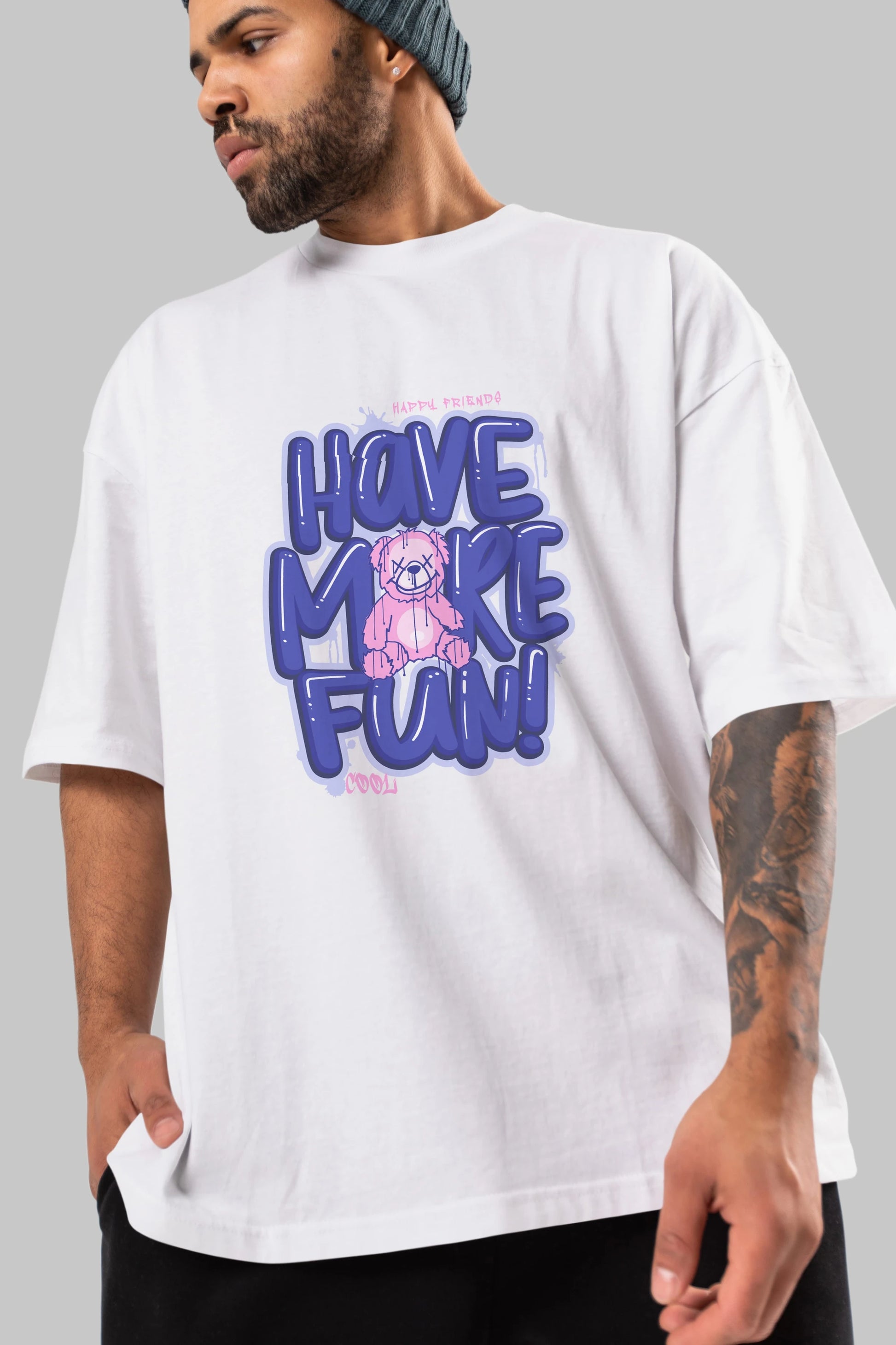 Have More Fun Bear Ön Baskılı Oversize t-shirt Erkek Kadın Unisex
