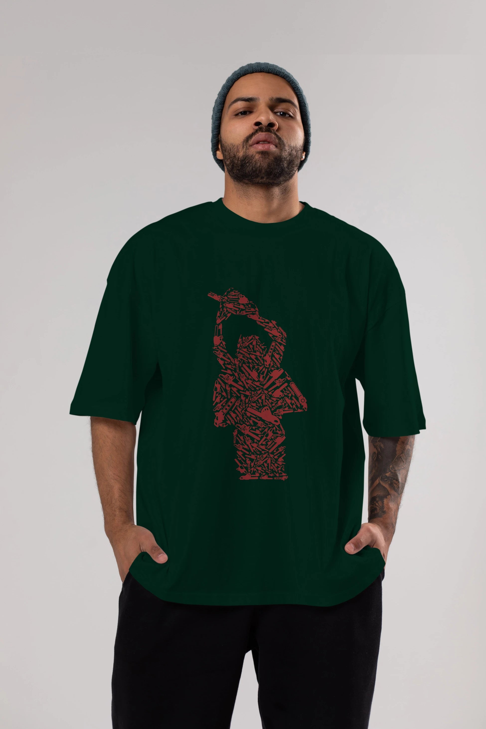 Chainsaw Ön Baskılı Oversize t-shirt %100 pamuk Erkek Kadın Unisex