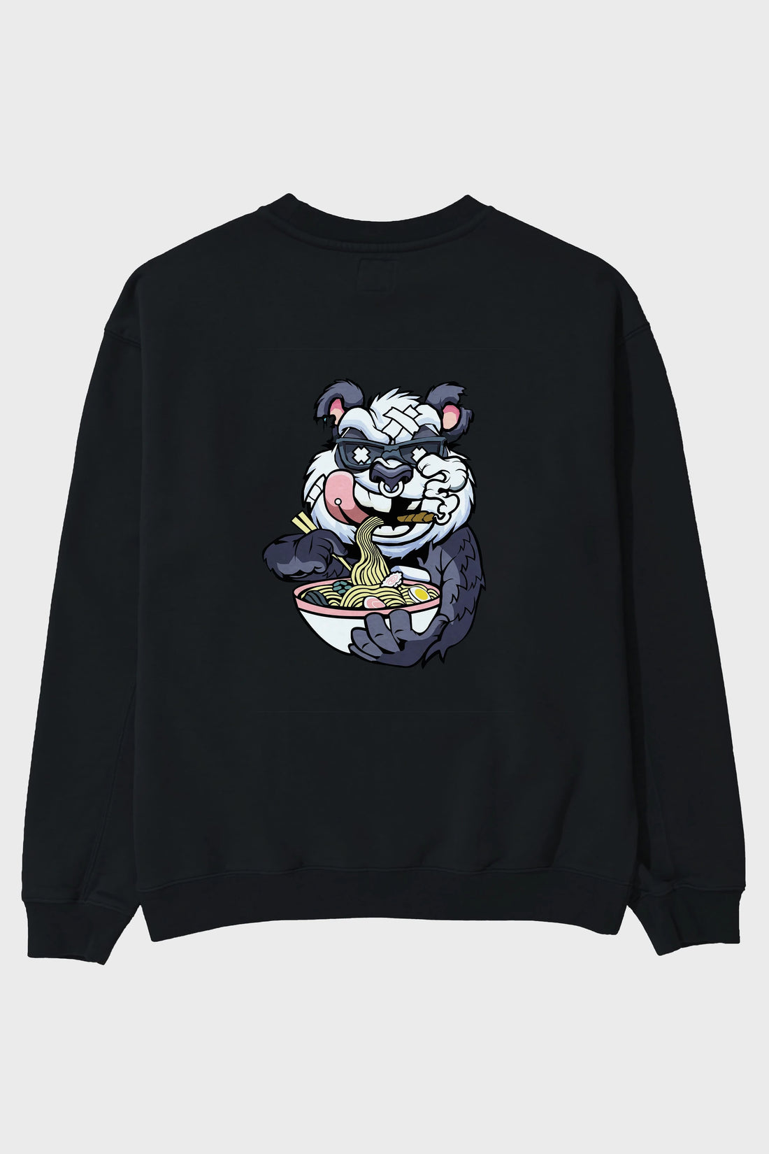 Panda Ramen Arka Baskılı Oversize Sweatshirt Erkek Kadın Unisex
