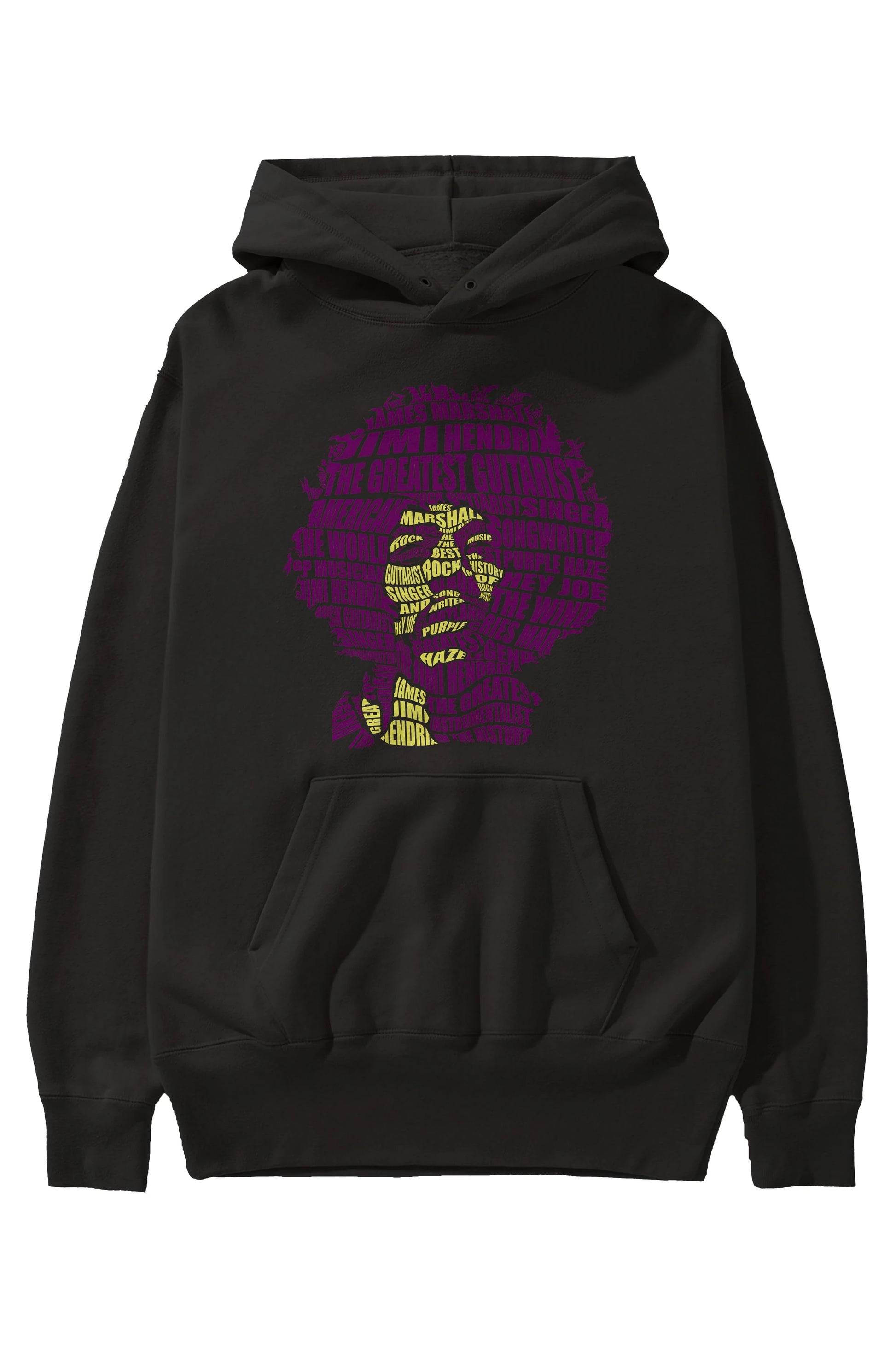 Jimmy Hendrix Calligram Ön Baskılı Hoodie Oversize Kapüşonlu Sweatshirt Erkek Kadın Unisex