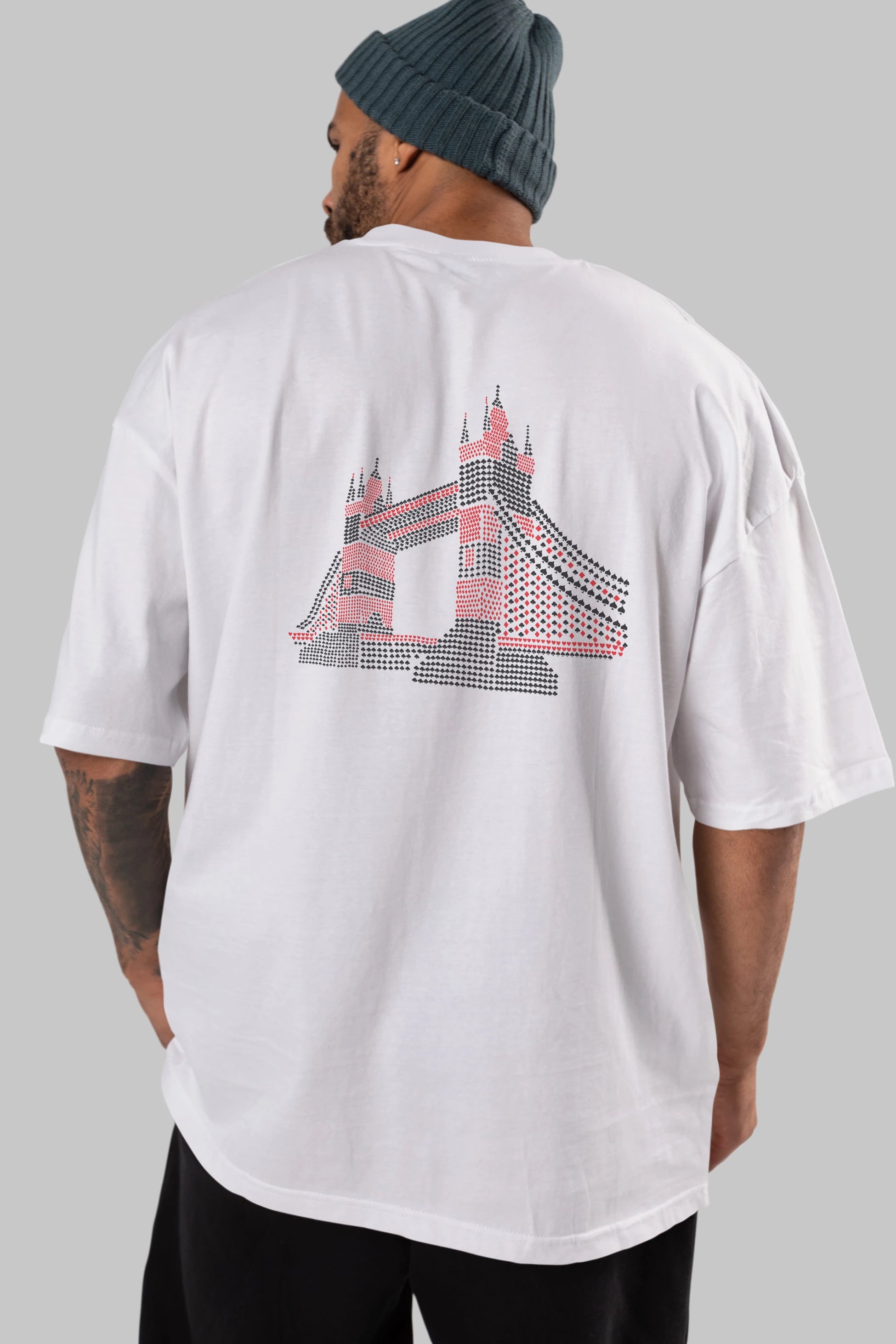 The Bridge Arka Baskılı Oversize t-shirt %100 pamuk Erkek Kadın Unisex