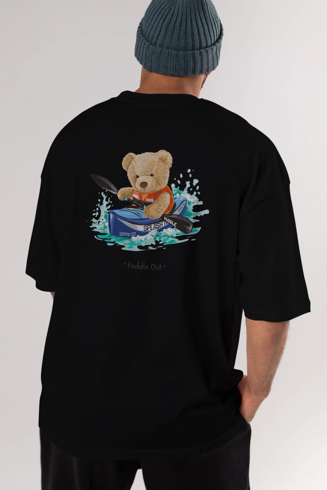 Teddy Bear Paddle Out Arka Baskılı Oversize t-shirt Erkek Kadın Unisex %100 Pamuk