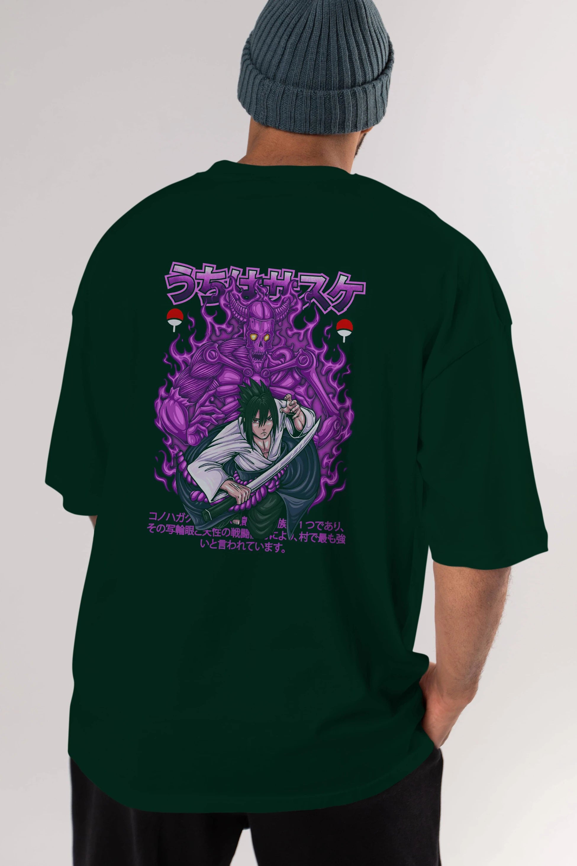 SASUKE UCHIHA NARUTO Anime Arka Baskılı Oversize t-shirt Erkek Kadın Unisex