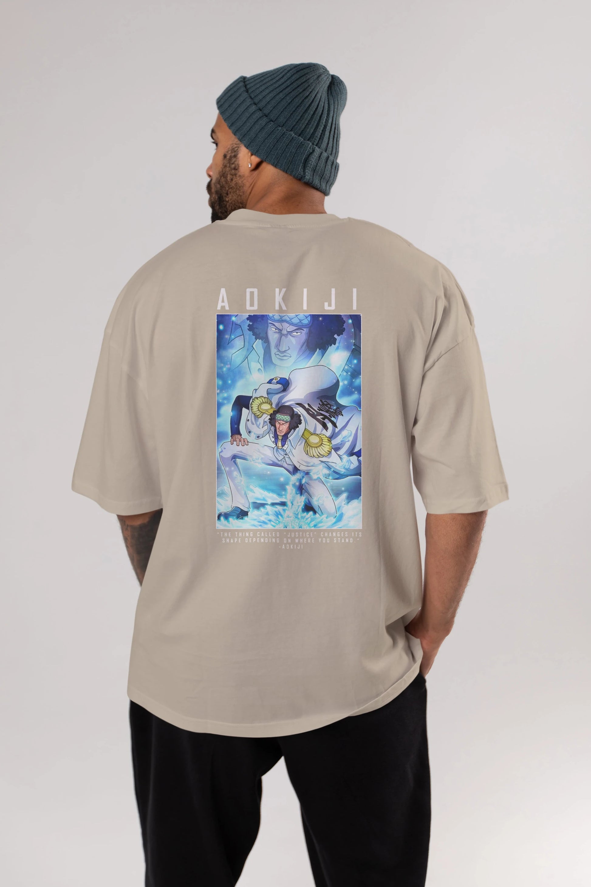 Kuzan Anime Arka Baskılı Oversize t-shirt Erkek Kadın Unisex %100 pamuk tişort