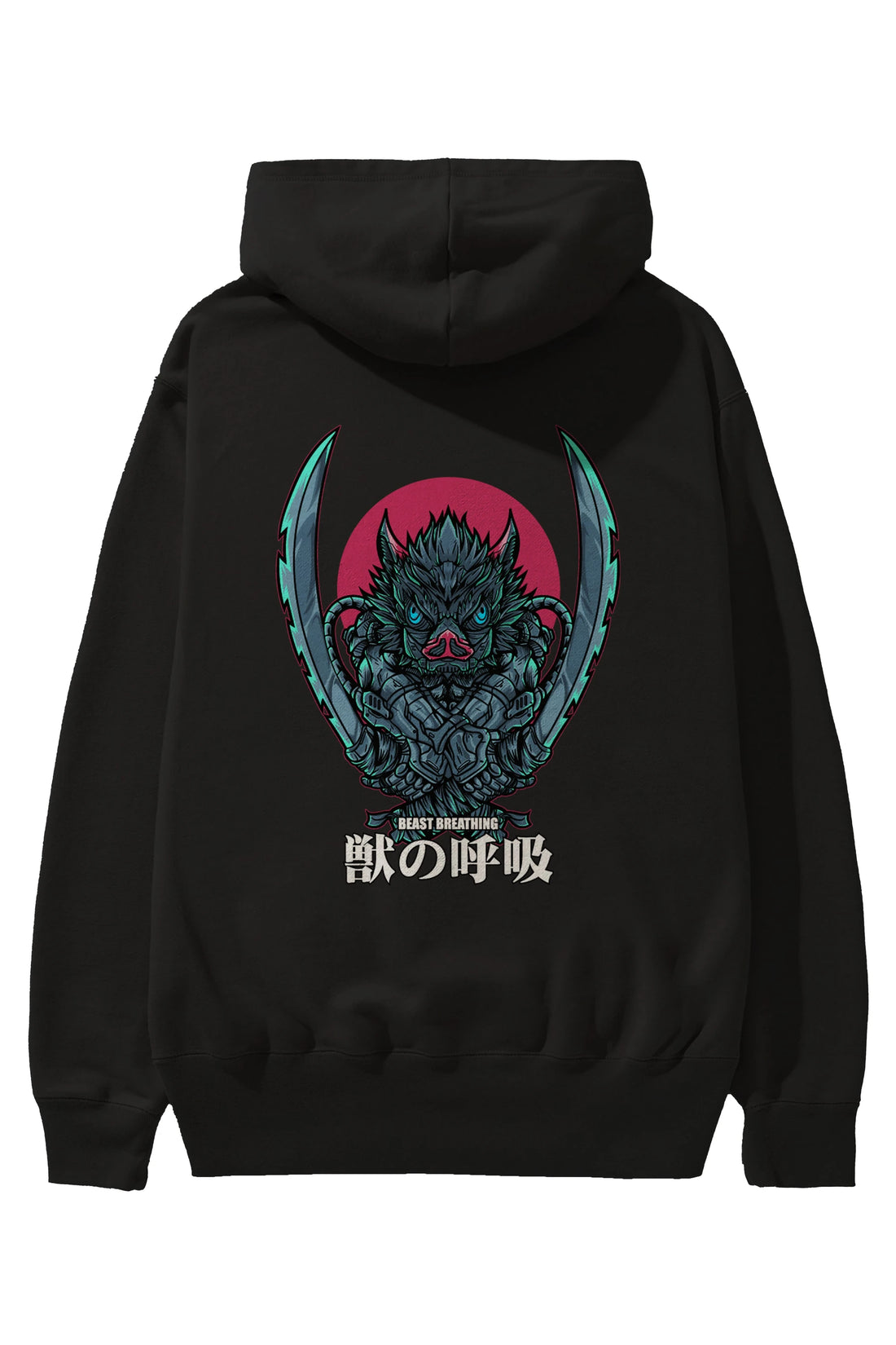 Inosuke DEMON SLAYER Anime Arka Baskılı Hoodie Oversize Kapüşonlu Sweatshirt Erkek Kadın Unisex