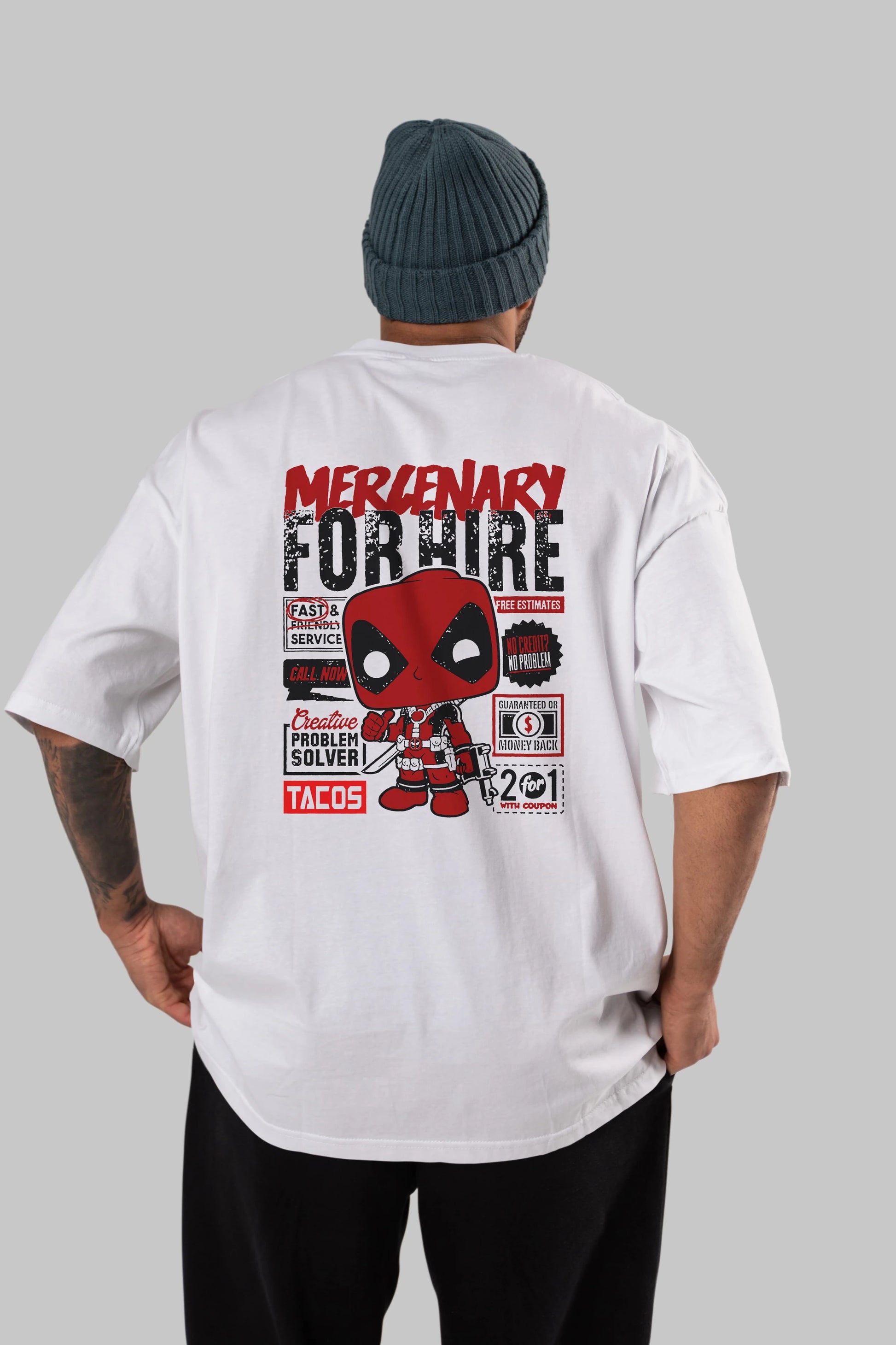 Deadpool (18) Arka Baskılı Oversize t-shirt Erkek Kadın Unisex %100 Pamuk Bisiklet Yaka tişort