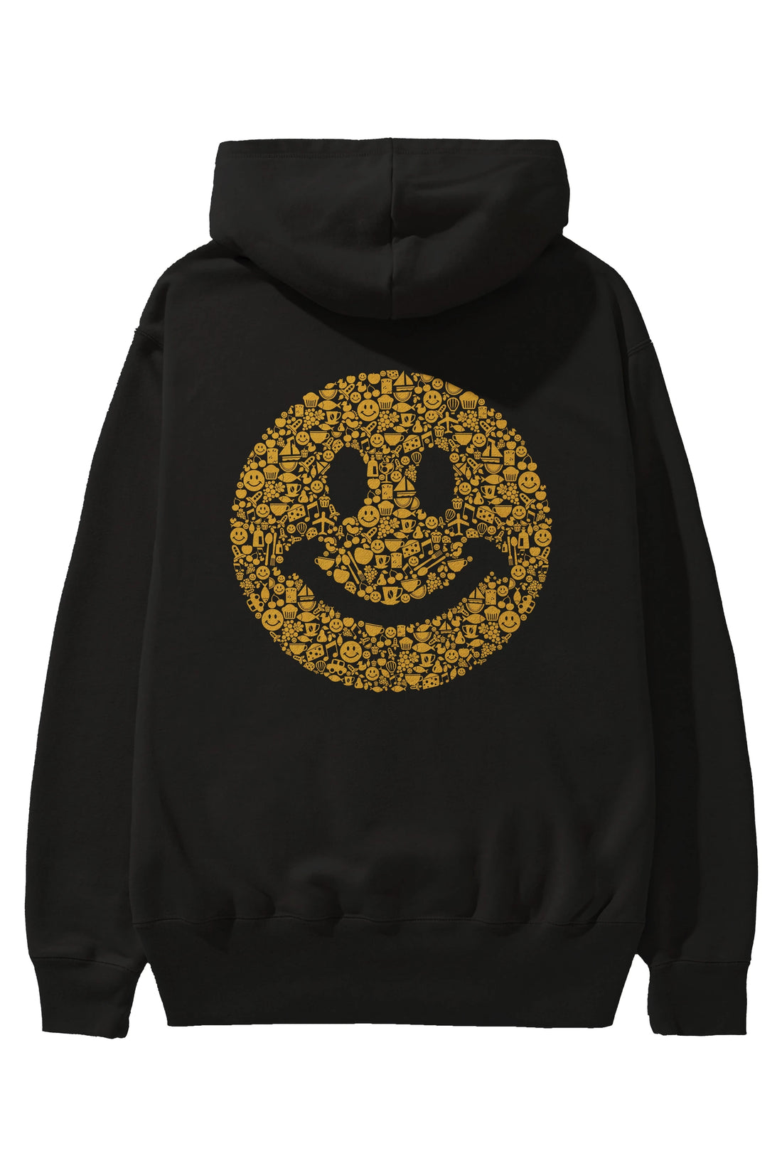 Smiley Arka Baskılı Hoodie Oversize Kapüşonlu Sweatshirt Erkek Kadın Unisex