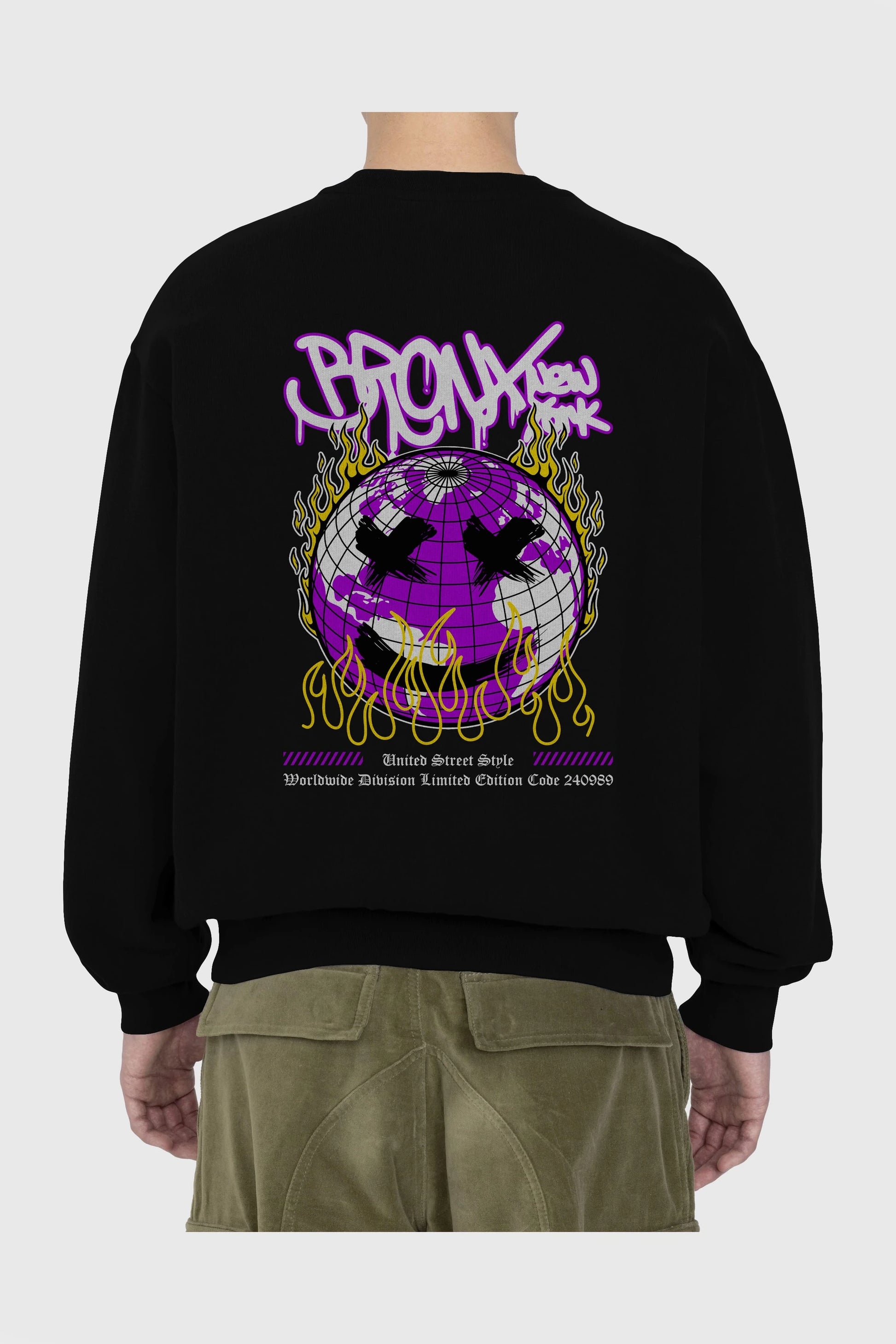 Bronx New York Arka Baskılı Oversize Sweatshirt Erkek Kadın Unisex