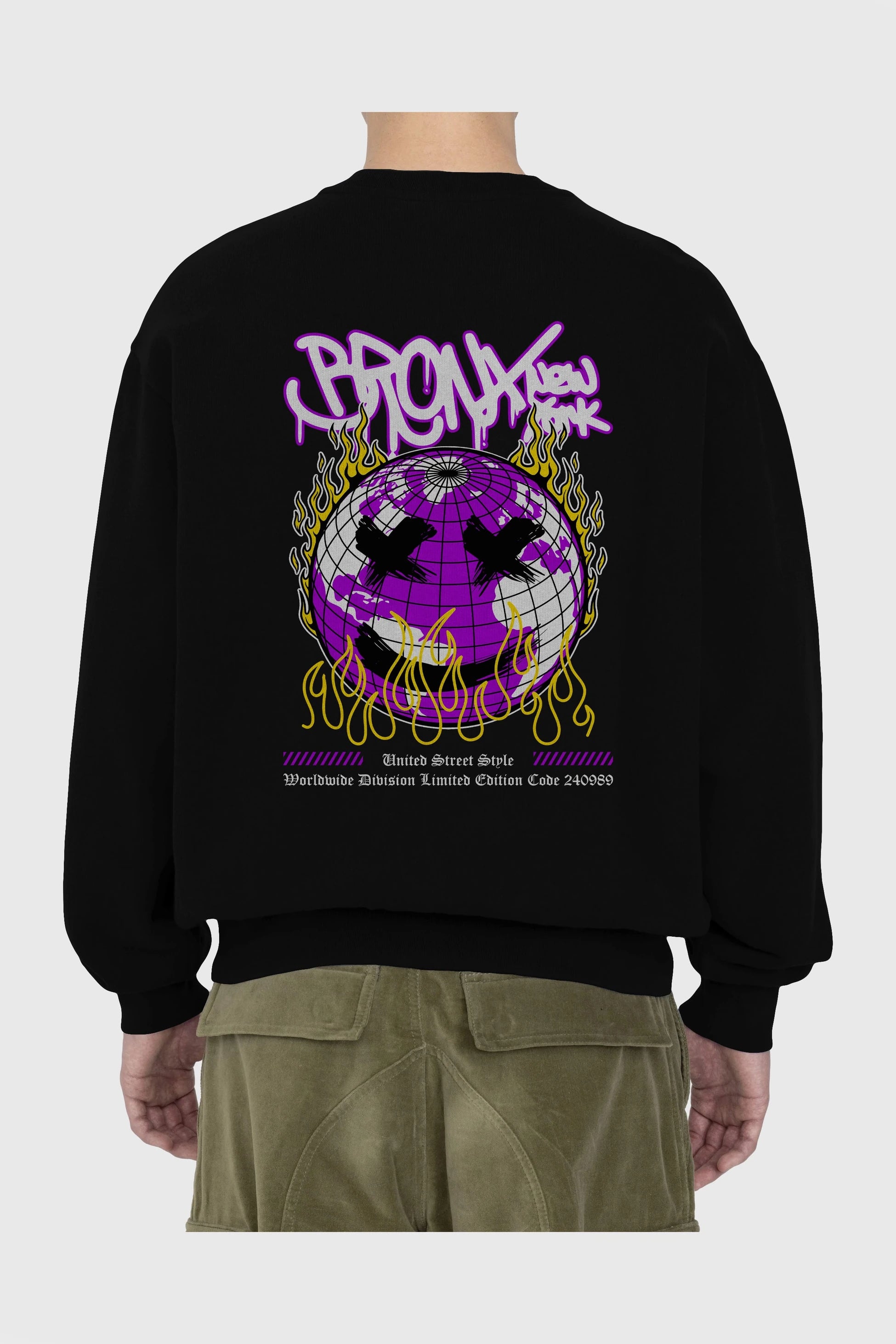 Bronx New York Arka Baskılı Oversize Sweatshirt Erkek Kadın Unisex