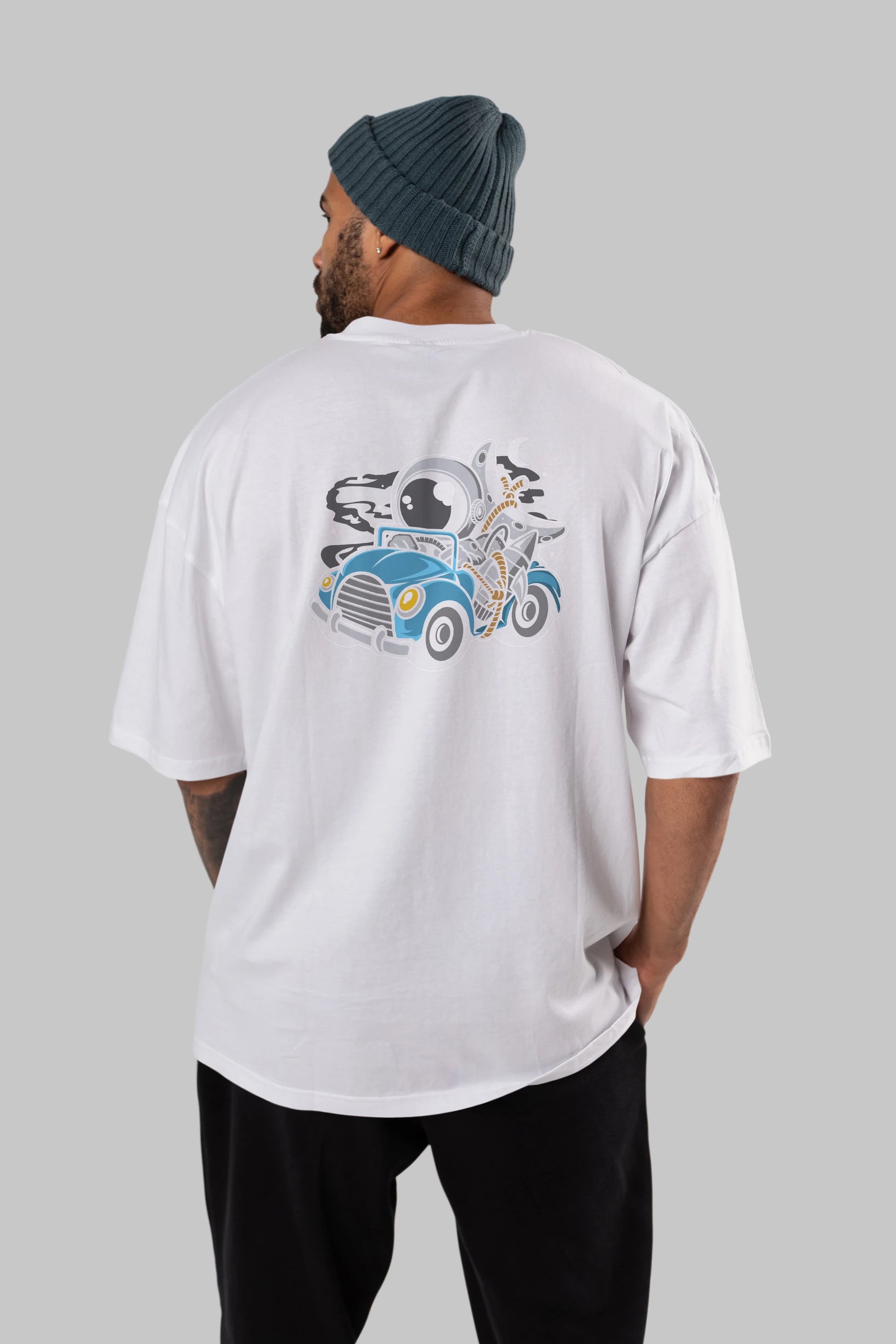 Astronaut Journey Arka Baskılı Oversize t-shirt Erkek Kadın Unisex