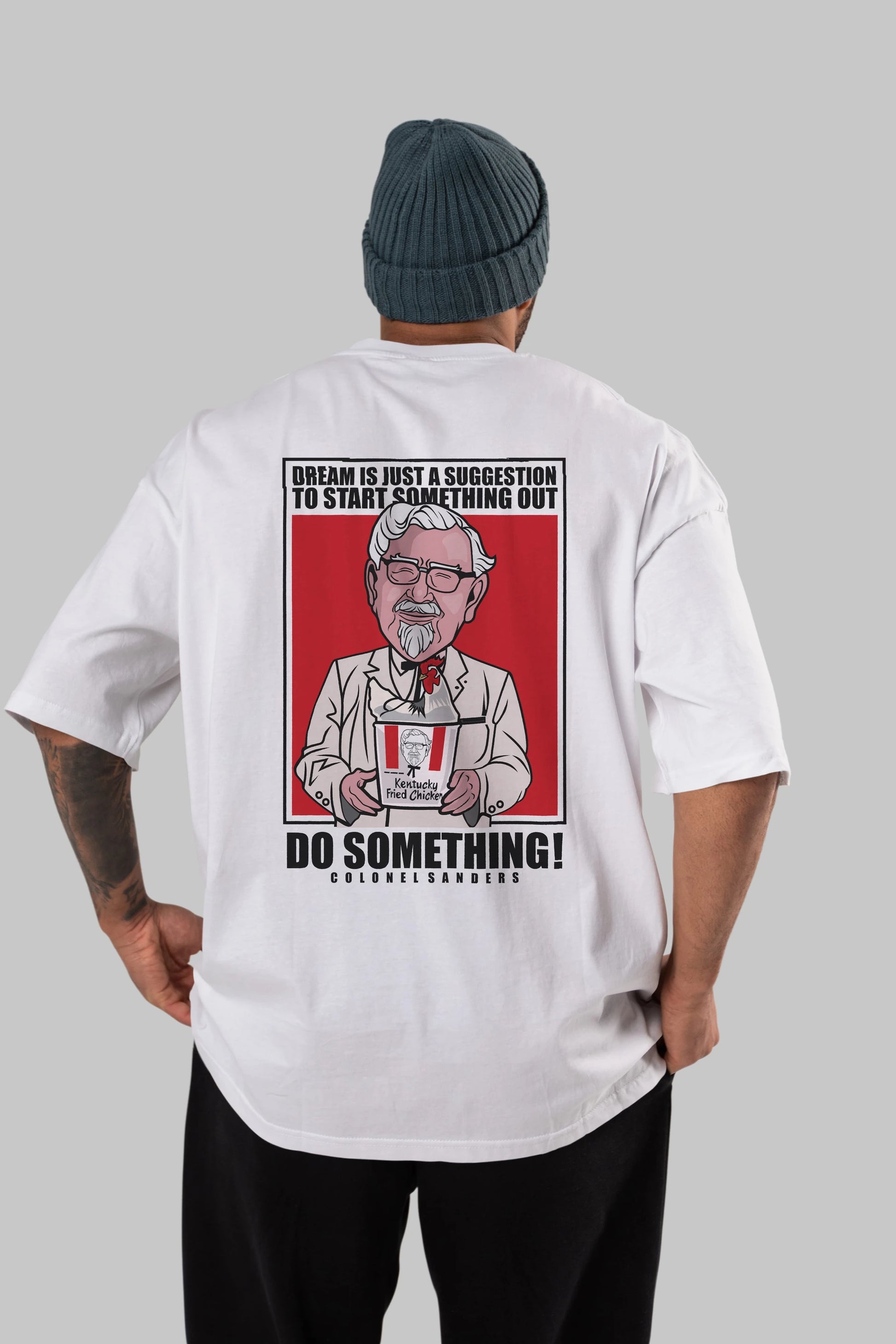 Colonel Sanders Arka Baskılı Oversize t-shirt Erkek Kadın Unisex %100 Pamuk tişort