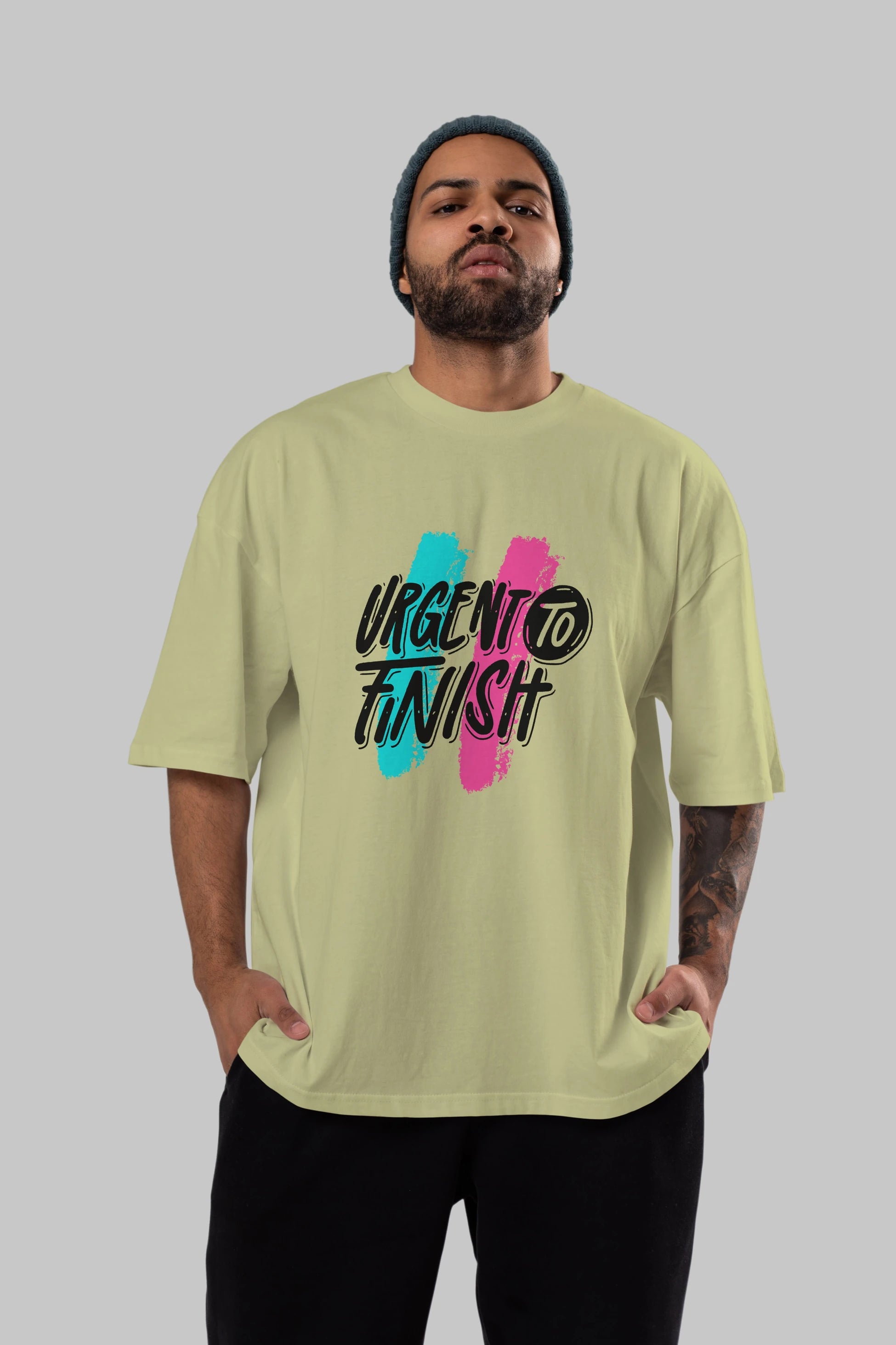 Urgent To Finish Ön Baskılı Oversize t-shirt Erkek Kadın Unisex